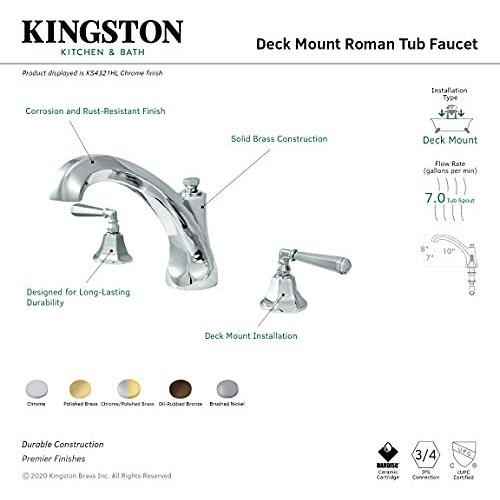 Kingston Brass Ks4325Hl Roman Tub Faucet, 8-Inch Adjustable Center, Oil Rubbed Bronze