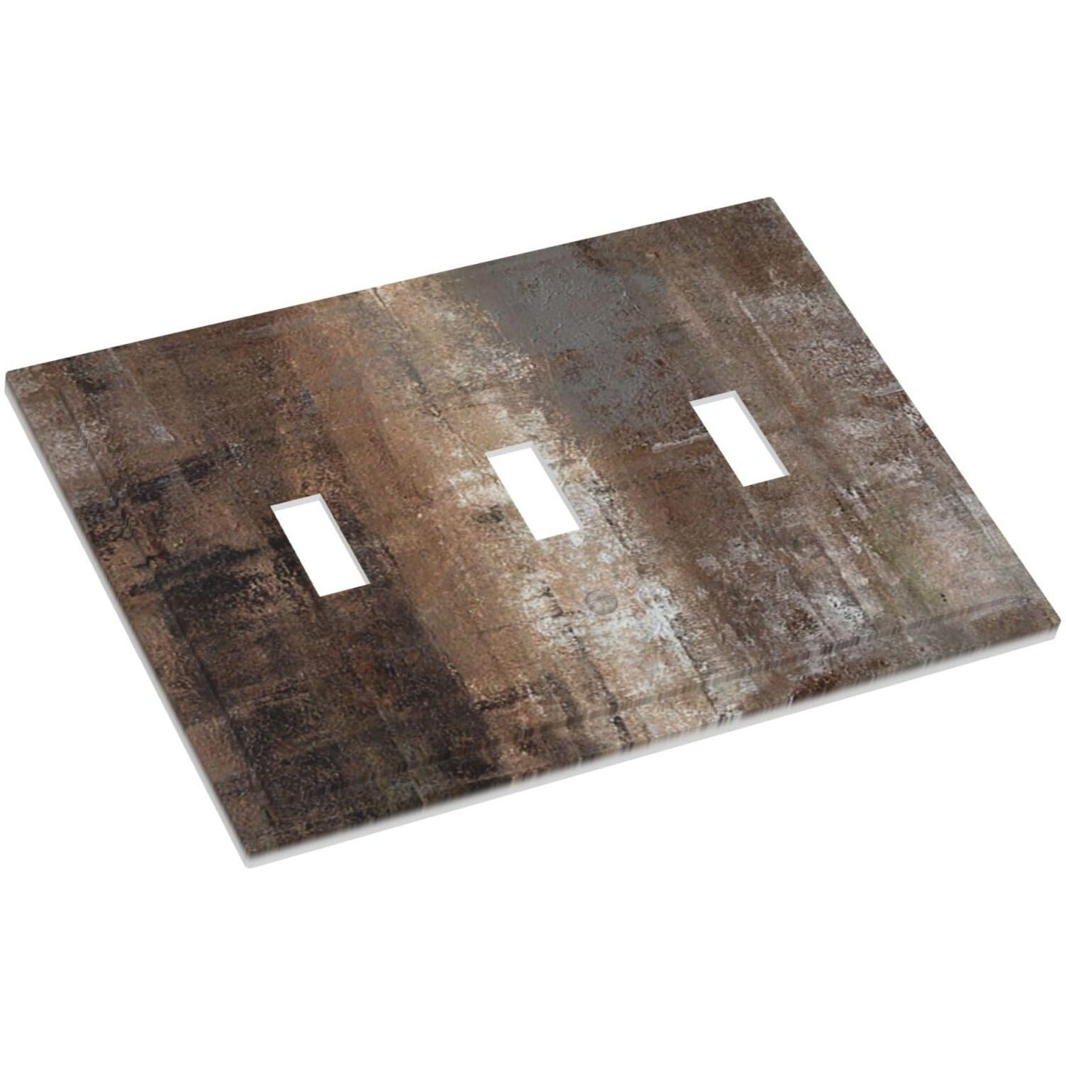 Brown Art Abstract 3 Gang Triple Toggle Light Switch Wall Plate Cover Taupe Rust Oil Painting Decirative Electrical Faceplate For Kitchen Bathroom Bedroom