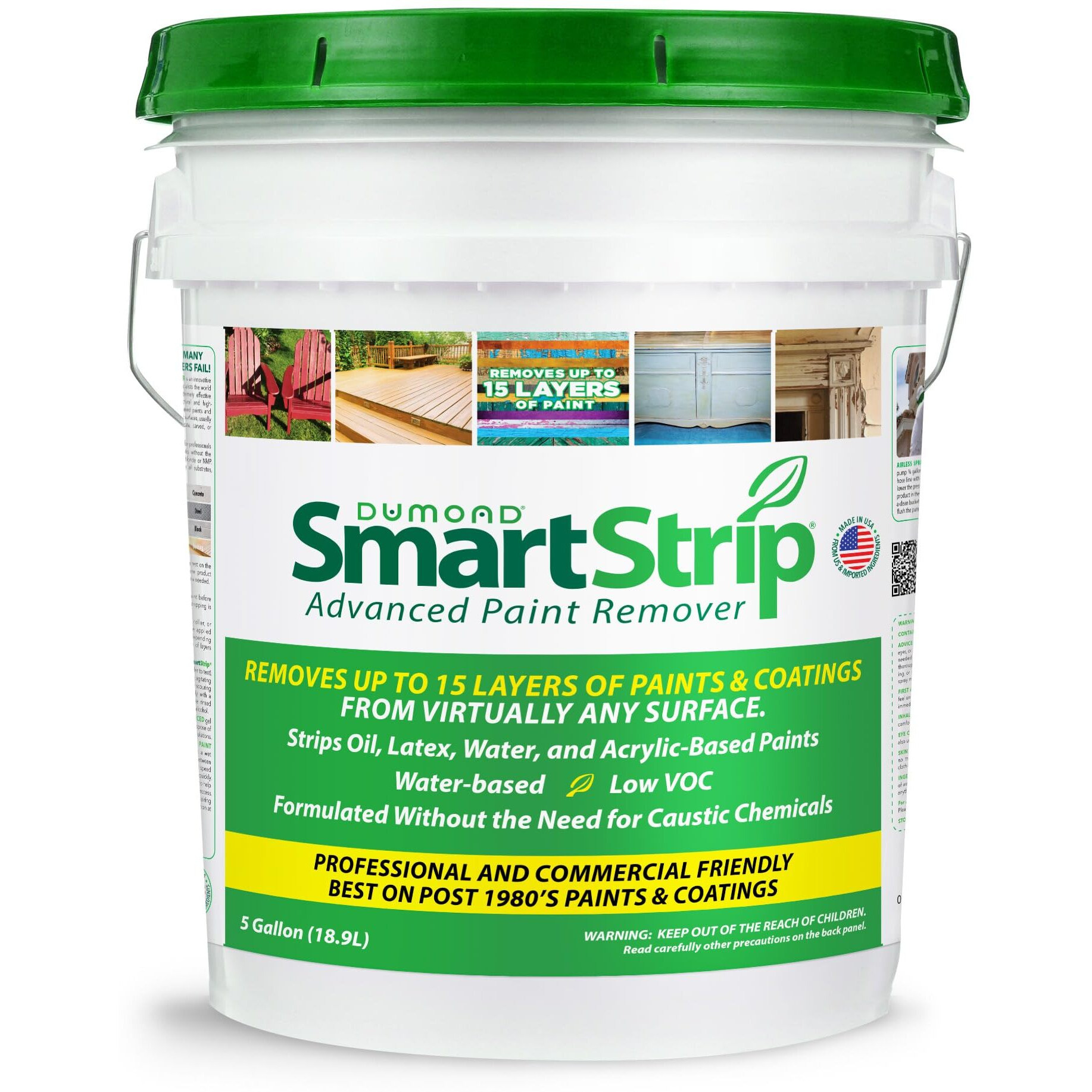Smart Strip Advanced Paint Remover - For Removal Of Acrylic, Latex, Oil, & Water-Based Coatings - Non-Caustic Formula - Indoor/Outdoor - Contractor & Diy Friendly - 5 Gallon