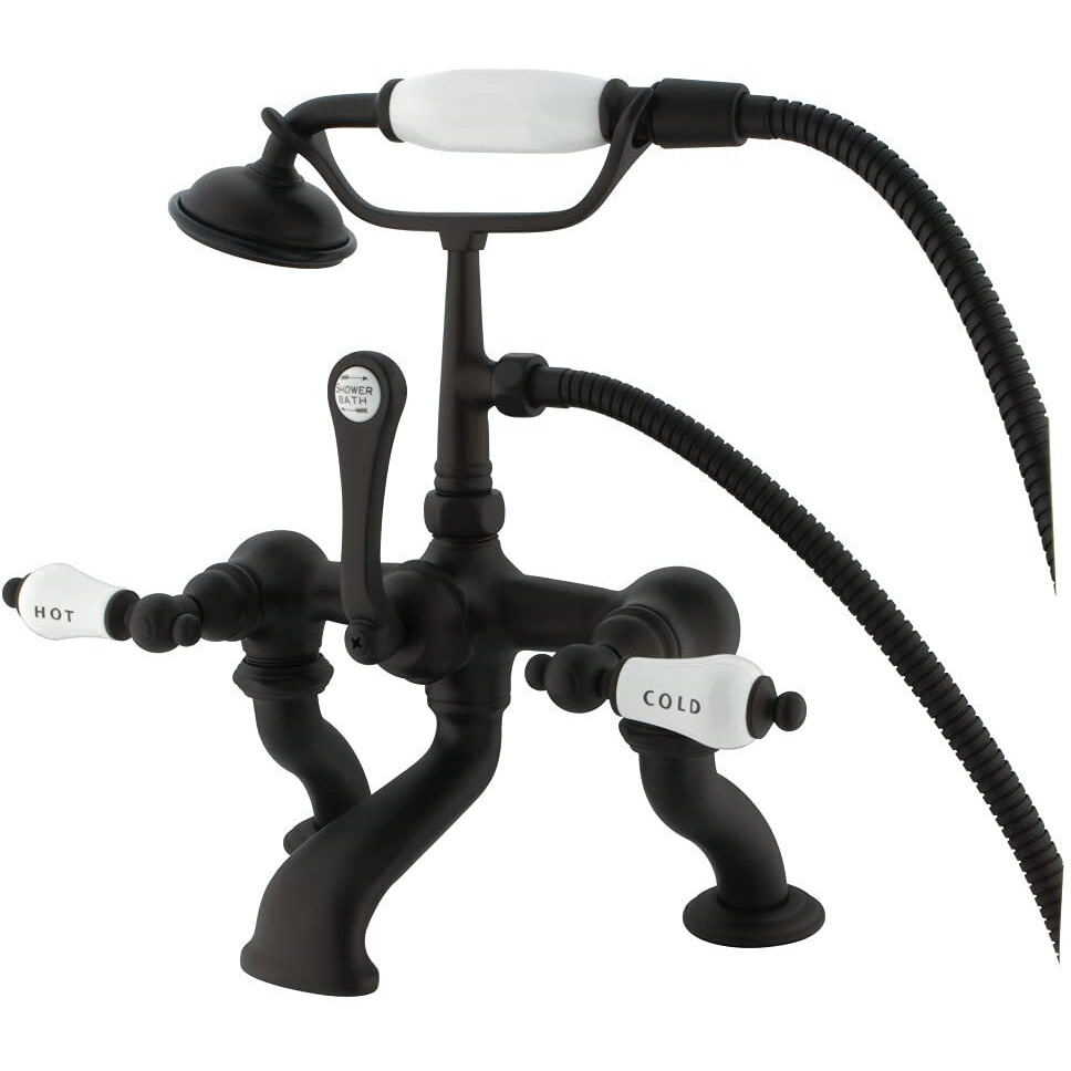 Kingston Brass Cc413T5 Vintage Clawfoot Tub Faucet, 3-3/8-Inch Adjustable Spread, Oil Rubbed Bronze