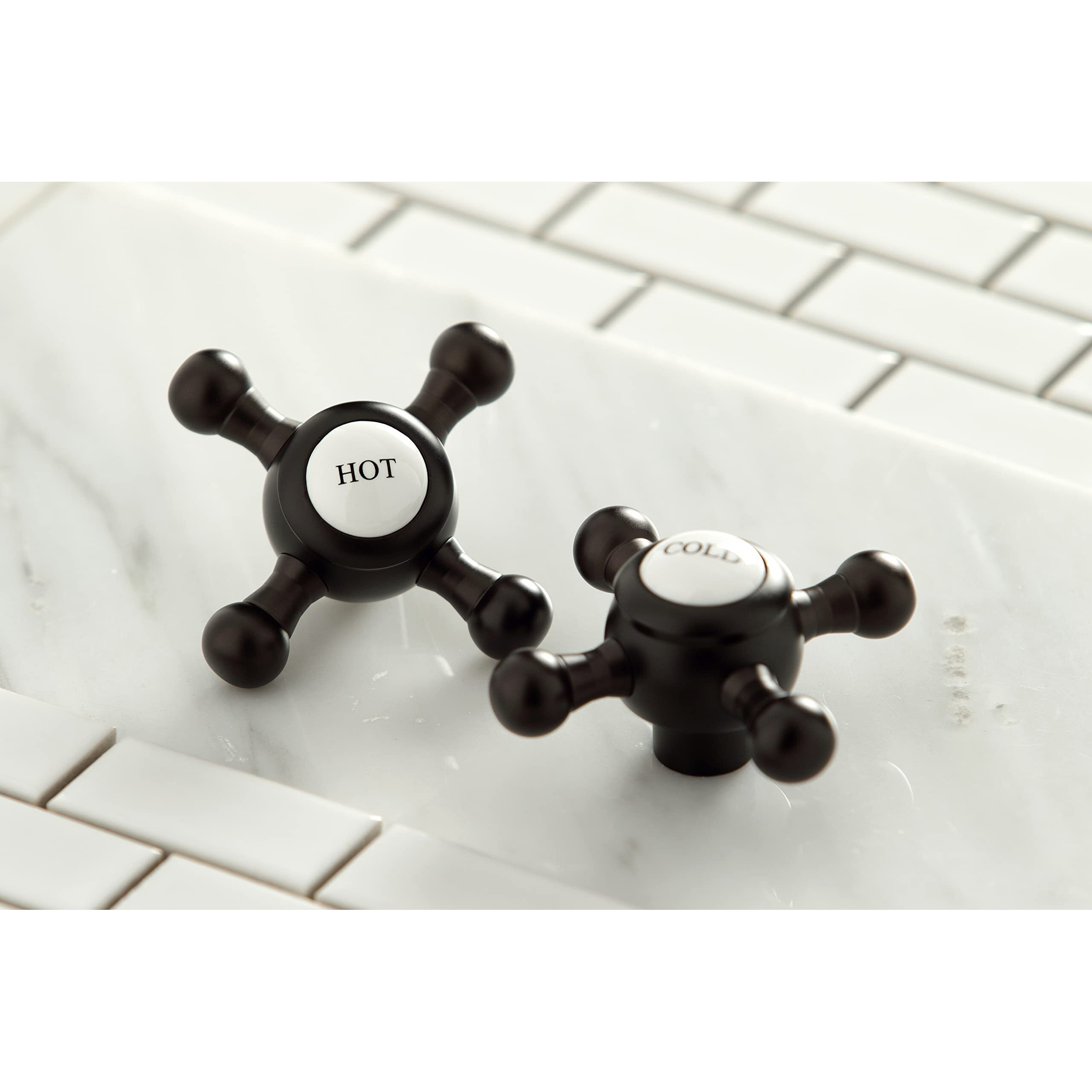 Kingston Brass Ks4325Bx Metropolitan Roman Tub Filler With Metal Cross Handle, Oil Rubbed Bronze