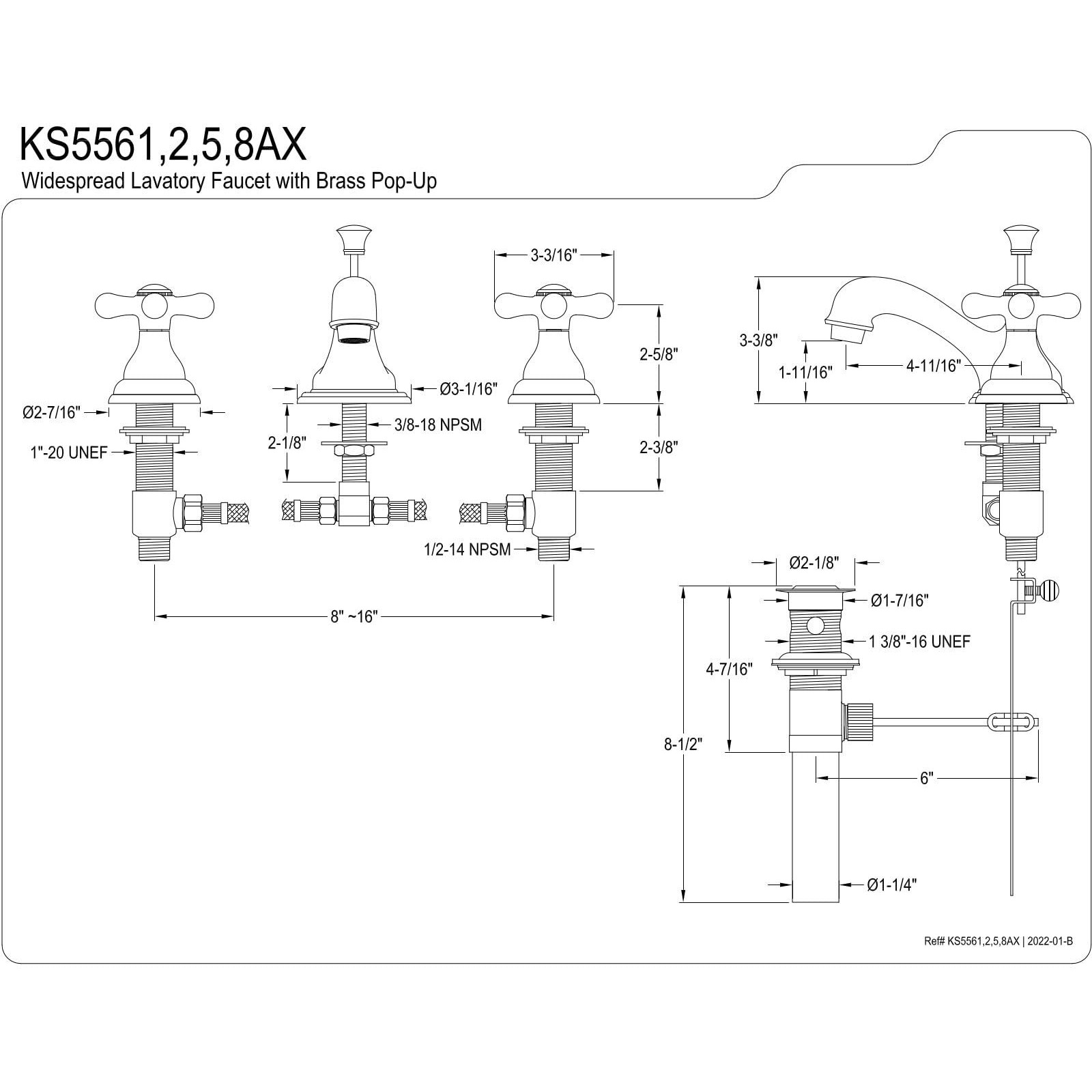 Kingston Brass Ks5565Ax Royale Widespread Bathroom Faucet, Oil Rubbed Bronze