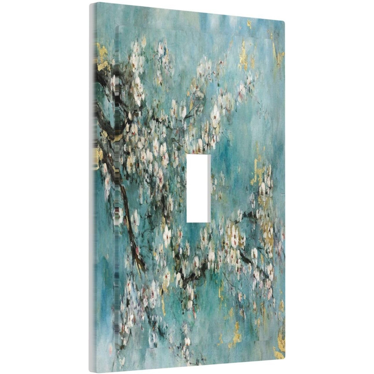 Wpshijia Abstract Flower Oil Painting 1 Gang Single Toggle Light Switch Covers Decorative Wall Plate Switchplate Electrical Faceplate For Livingroom Bedroom Bathroom Decor