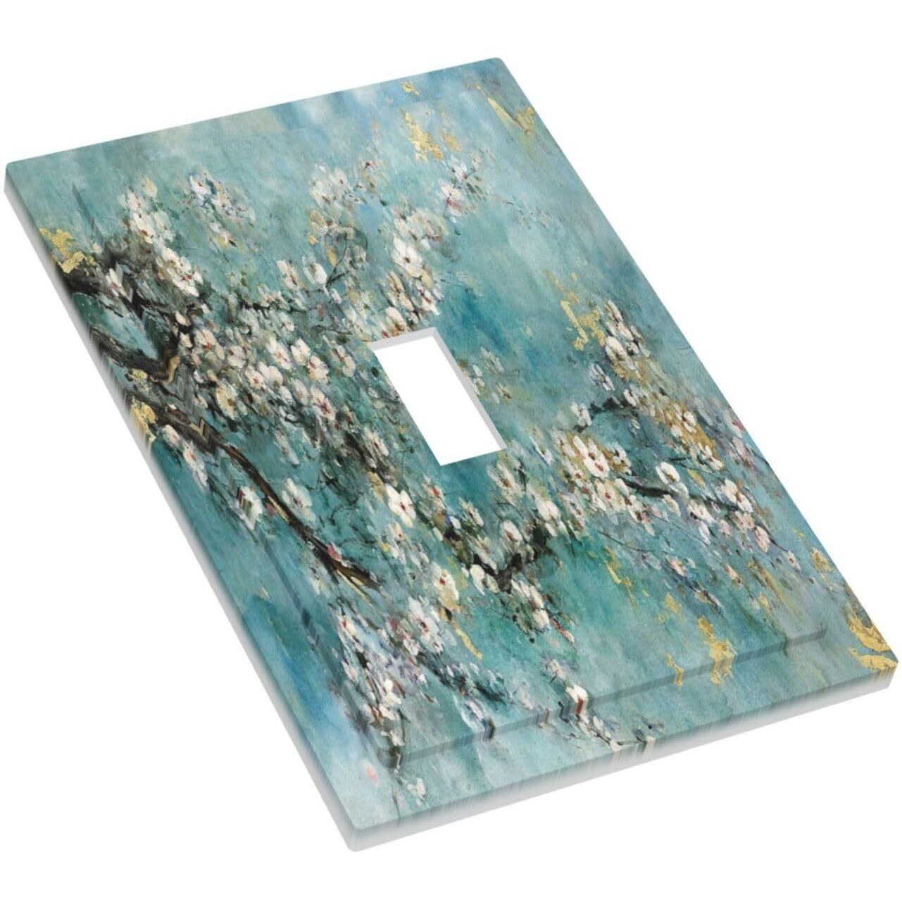 Wpshijia Abstract Flower Oil Painting 1 Gang Single Toggle Light Switch Covers Decorative Wall Plate Switchplate Electrical Faceplate For Livingroom Bedroom Bathroom Decor