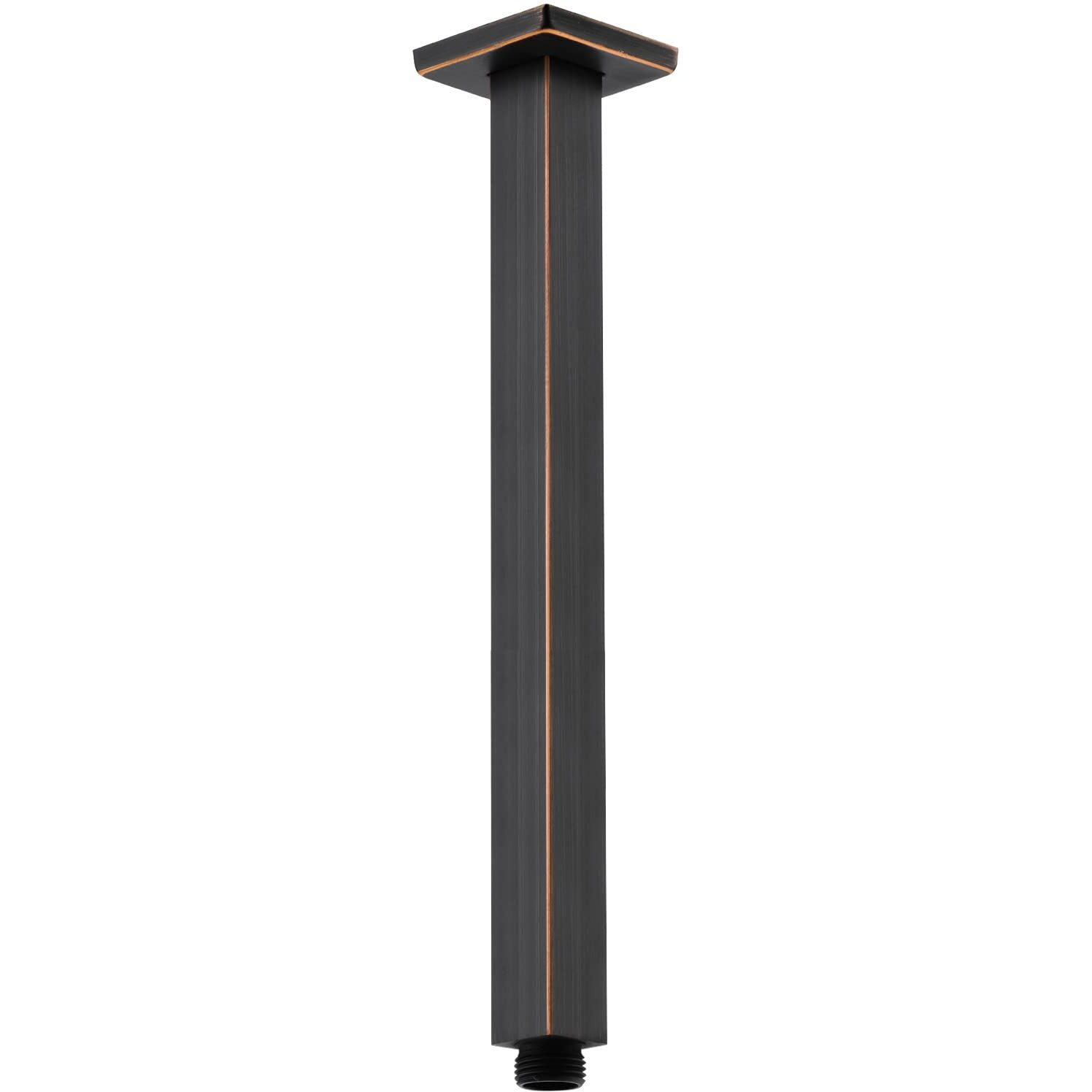 Trustmi Square Shower Arm With Flange, 12 Inch Ceiling Mounted Extension Arm, Square Shaped Rainfall Shower Head Extender Arm, Oil Rubbed Bronze