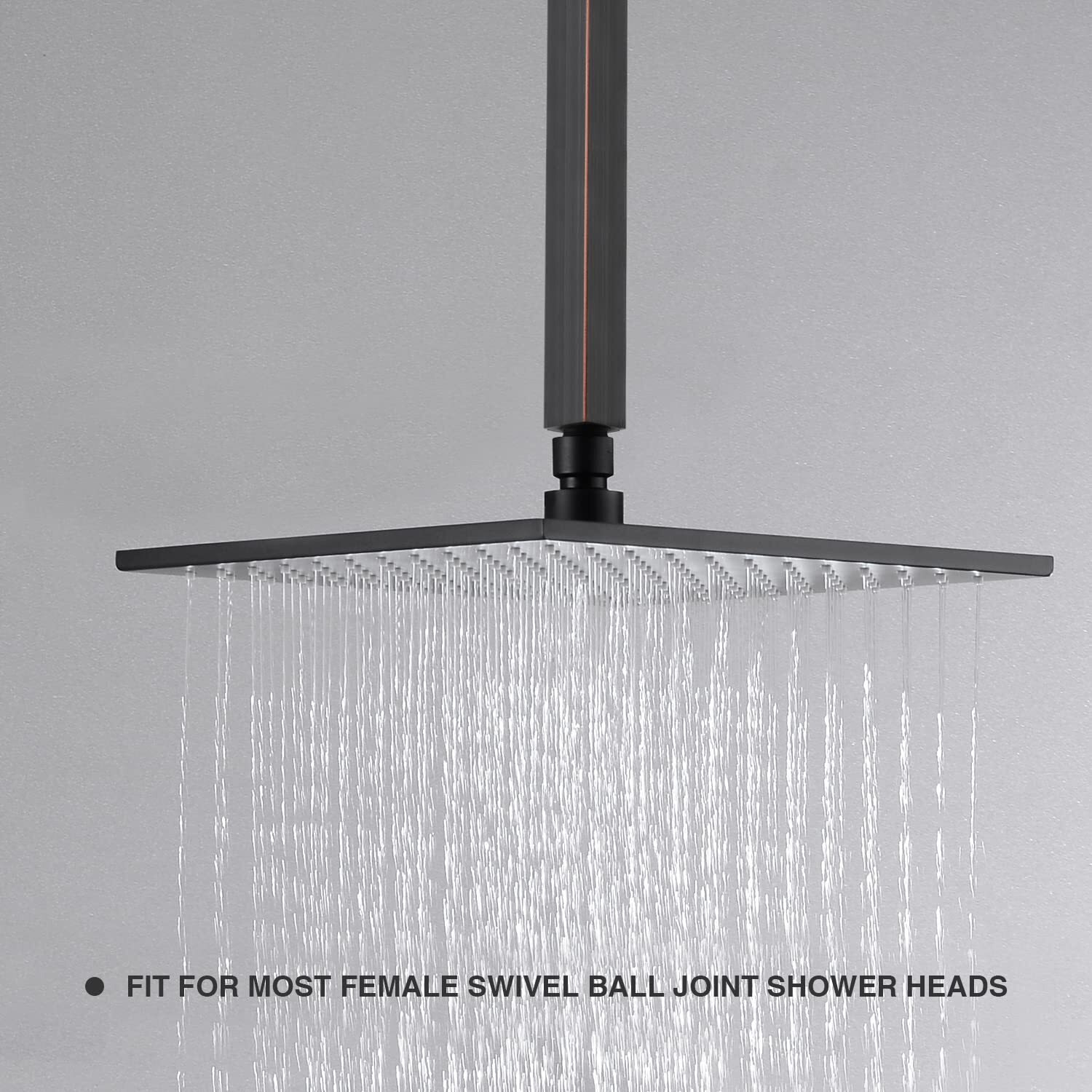 Trustmi Square Shower Arm With Flange, 12 Inch Ceiling Mounted Extension Arm, Square Shaped Rainfall Shower Head Extender Arm, Oil Rubbed Bronze