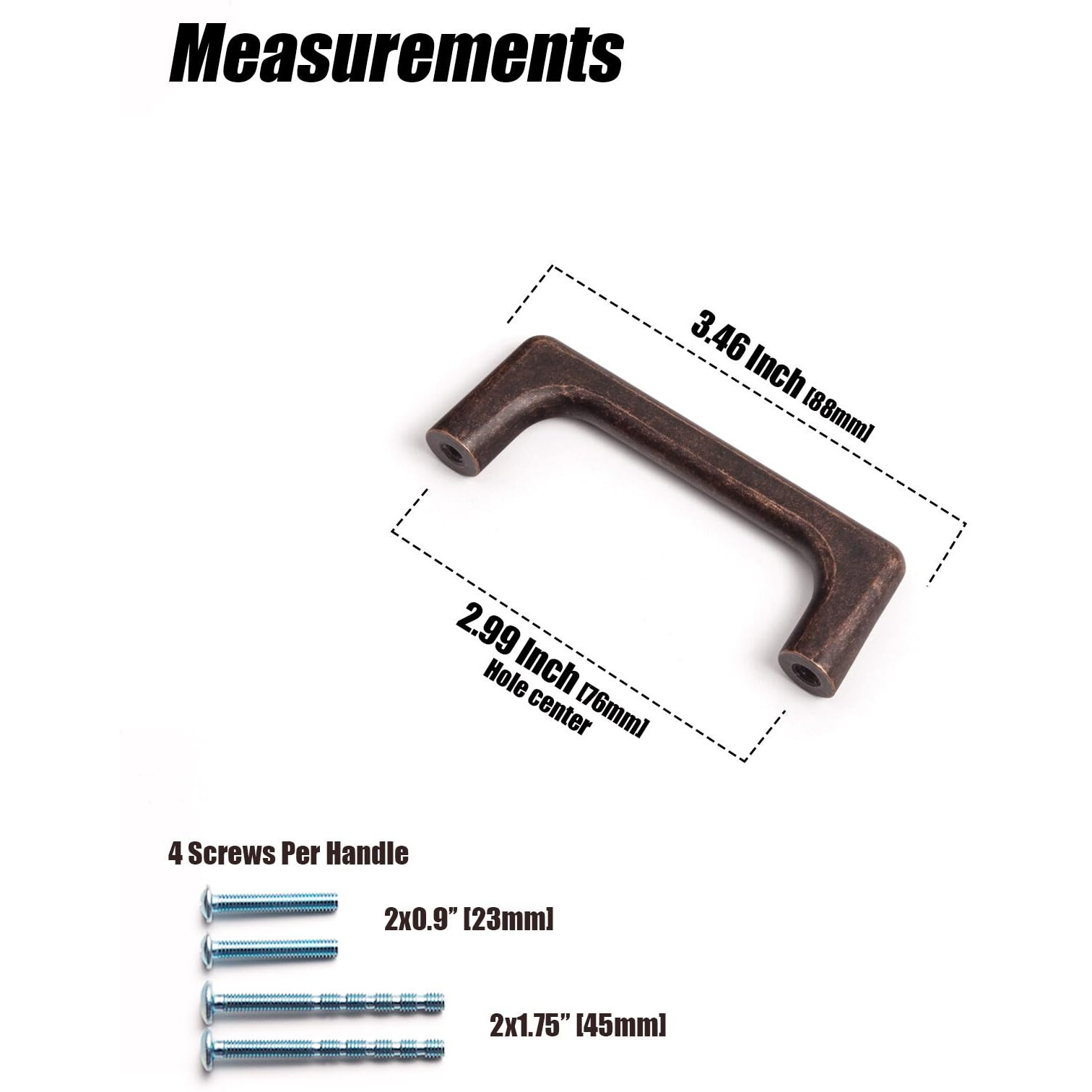 Goo-Ki Antique Oil Rubbed Bronze Cabinet Pulls With 3''(76Mm),Casual Luxury Solid Zinc Cabinet Handles For Drawer,Cupboard, Wardrobe,24 Pack