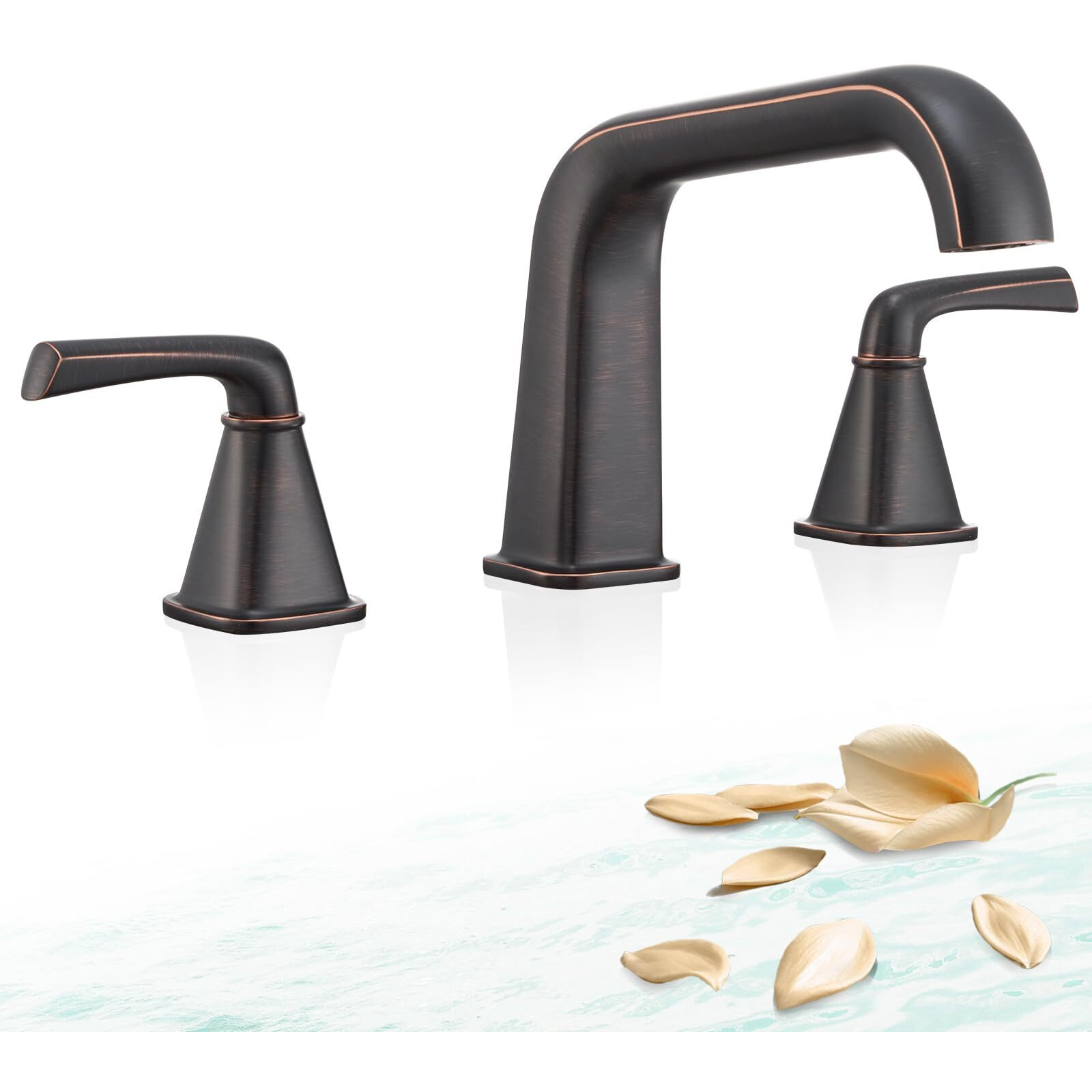 Bathtub Faucet Set 3 Hole, Oil Rubbed Bronze Roman Bathtub Faucet, High Flow Deck Mount Tub Faucet, Widespread Garden Tub Faucet 2-Handle With Hot & Cold Supply Lines