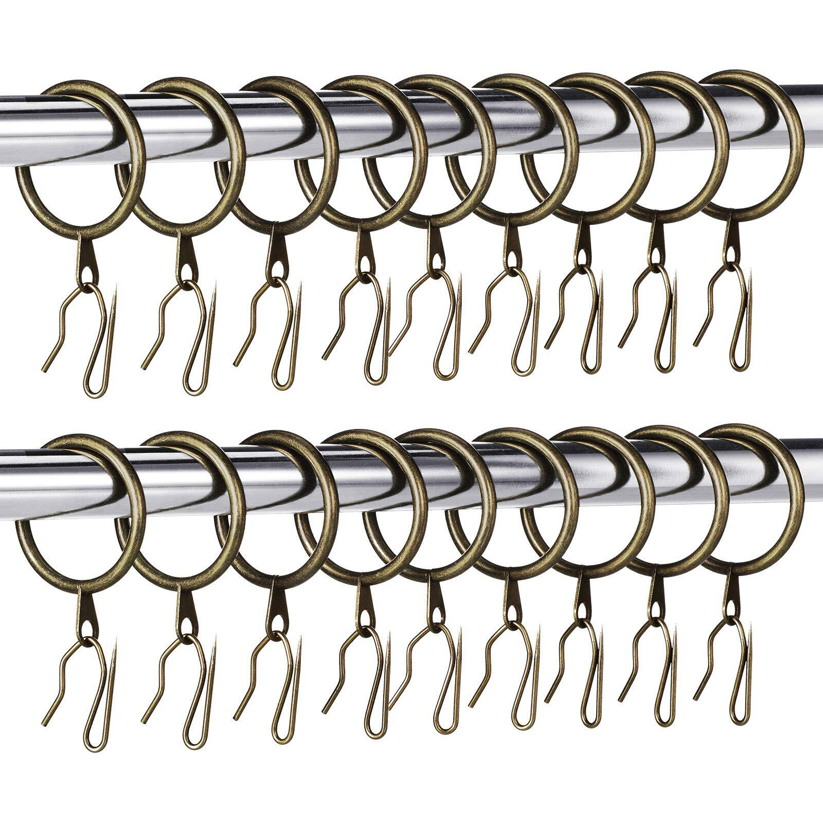 Hotop 60 Pieces 1.26 Inch Metal Drapery Curtain Rings Curtain Hanging Rings And 60 Pieces Metal Drapery Pin Hooks For Drapes Window Door Shower (Oil-Rubbed Bronze)