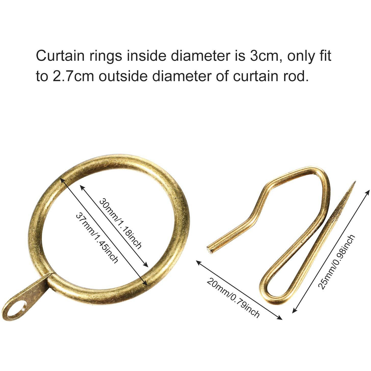 Hotop 60 Pieces 1.26 Inch Metal Drapery Curtain Rings Curtain Hanging Rings And 60 Pieces Metal Drapery Pin Hooks For Drapes Window Door Shower (Oil-Rubbed Bronze)