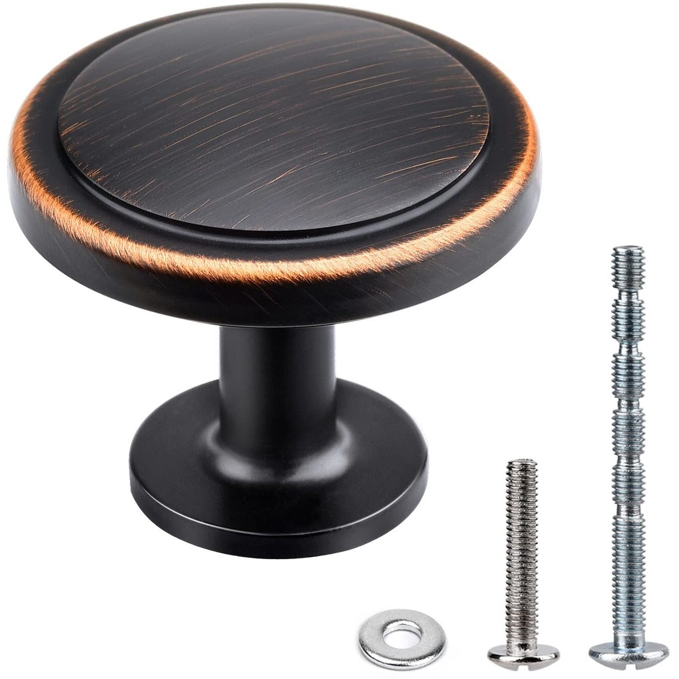 Weaverbird Round Brushed Oil Rubbed Bronze Finish Cabinet Knobs, Zinc Alloy Kitchen Drawer Hardware Knobs For Cabinets, 1-1/4"" Diameter, Pack Of 25