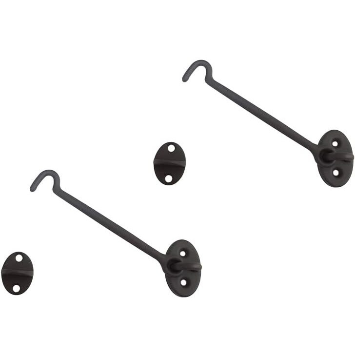 Qcaa Heavier Duty Brass Door Hook Latch & Eye, 5"", Orb Us10B(Oil-Rubbed Bronze), 2 Pack, Made In Taiwan