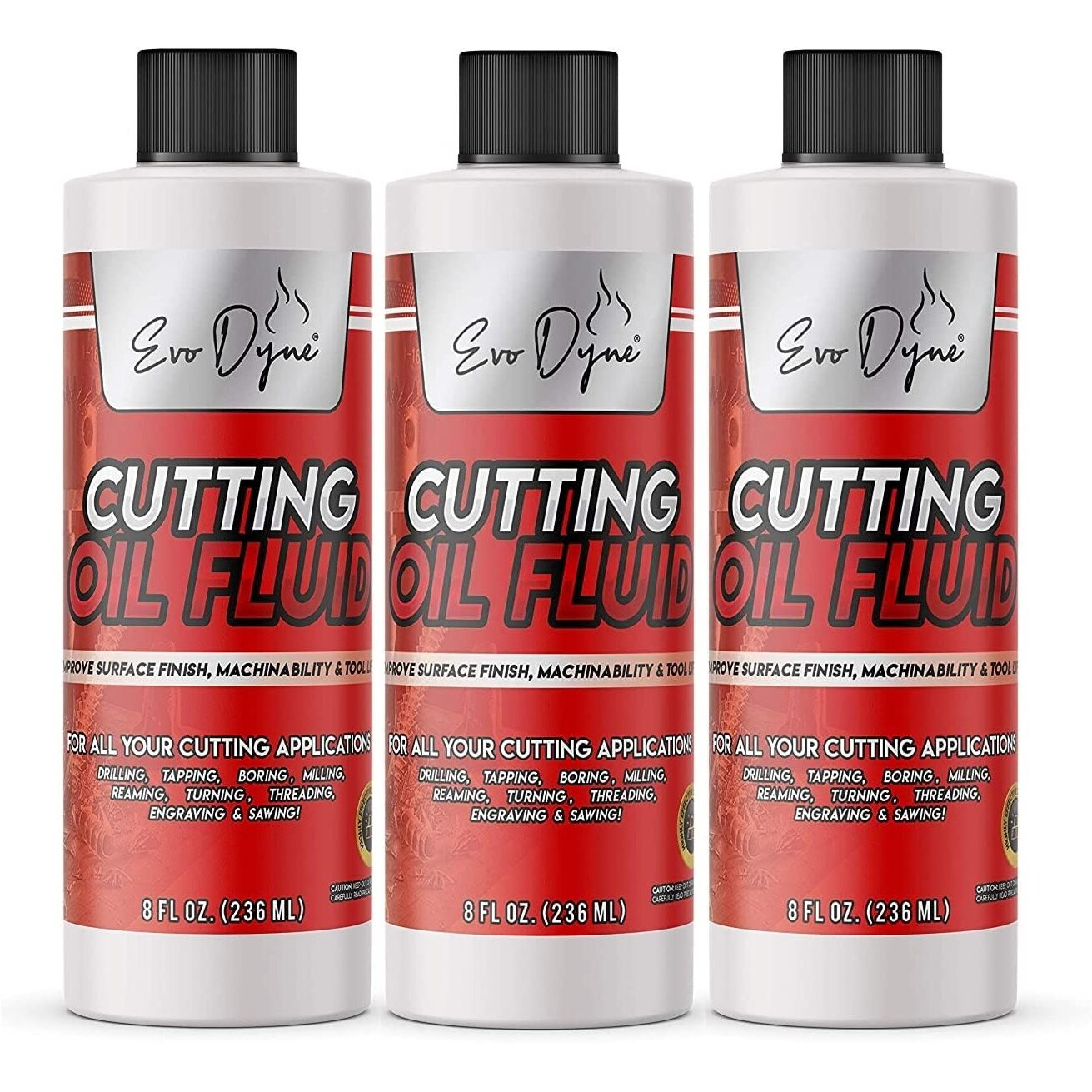 3-Pack Evo Dyne Cutting Oil Fluid 8Oz, Made In Usa - Multipurpose - Cutting Oil For Drilling, Tapping, Milling - Machine Cutting Fluid | Safe On Metal & Glass