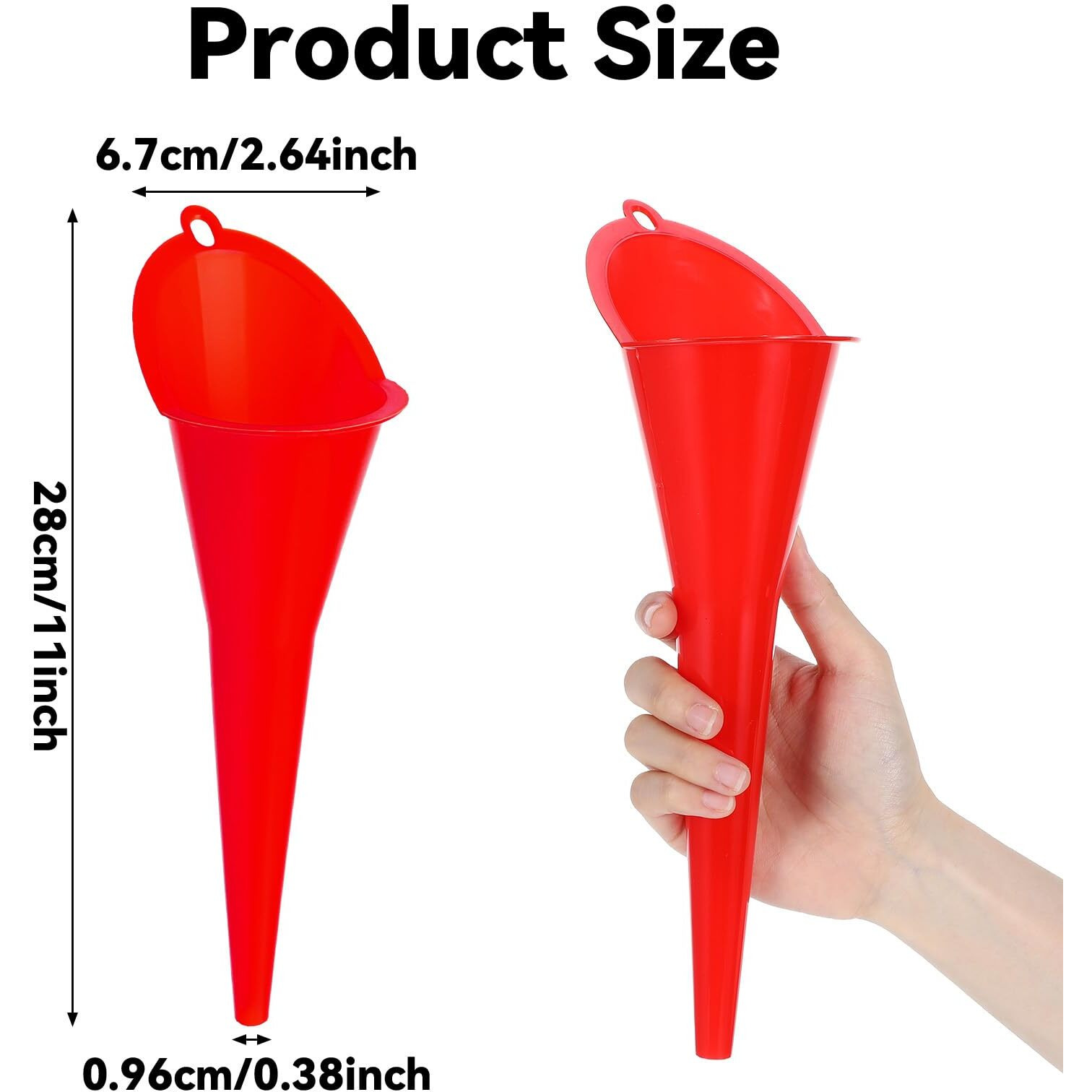 2 Pcs Oil Funnel, Long Neck Funnel Multi-Purpose Spill Saver Plastic Funnels For Filling Automotive Oils Lubricants Engine Oils Water Diesel Fuel Kerosene And Other Liquids(Red)