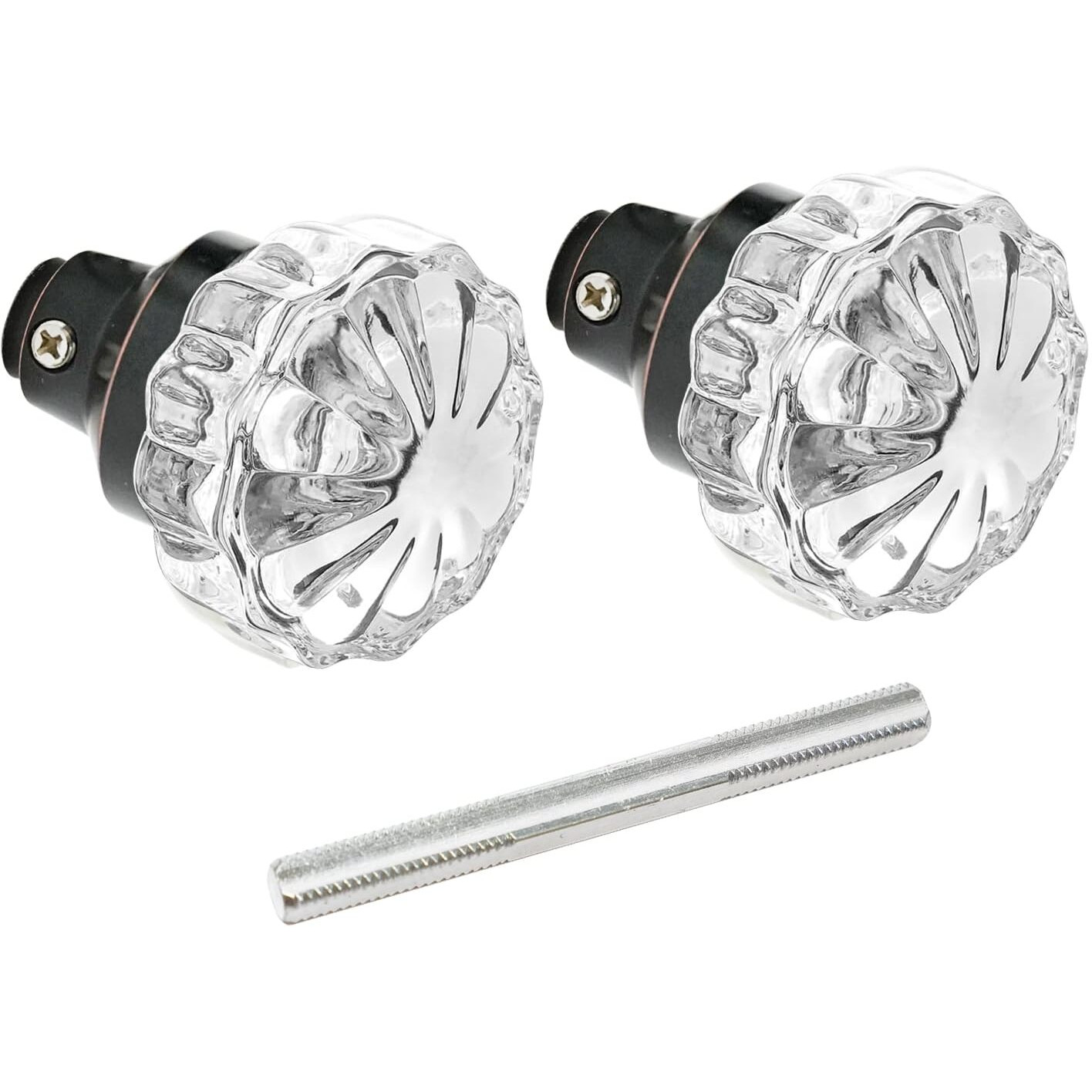Glass Door Knobs Interior - Vintage Crystal Glass Knobs With Antique Mortise Lock Replacement For Interior Doors, Cabinets, Old-World Style Restorations Oil Rubbed Bronze 1 Pack