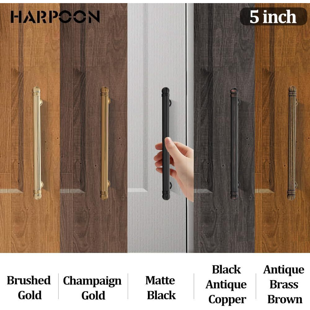 Harpoon 10 Pack Kitchen Cabinet Handles,Vintage Cabinet Bar Pulls,Drawer Handles Classic Home Hardware,5 Inch 128Mm Hole Center Oil Rubbed Bronze