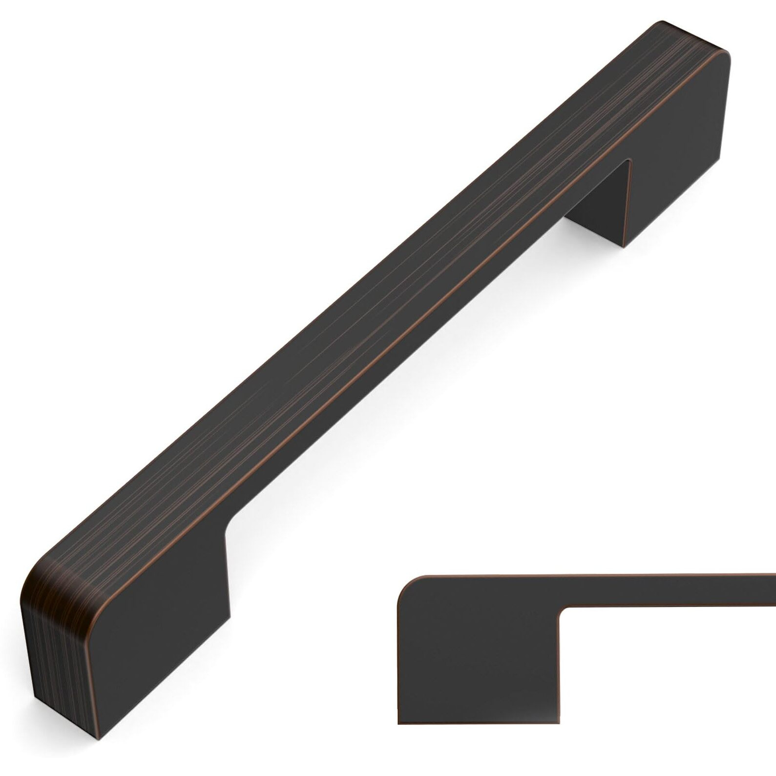 Amerdeco 10 Pack Oil Rubbed Bronze Cabinet Pulls, 5 Inch(128Mm) Hole Center, Modern Black Cabinet Hardware For Kitchen, Bathroom, Drawer, Dresser Pulls