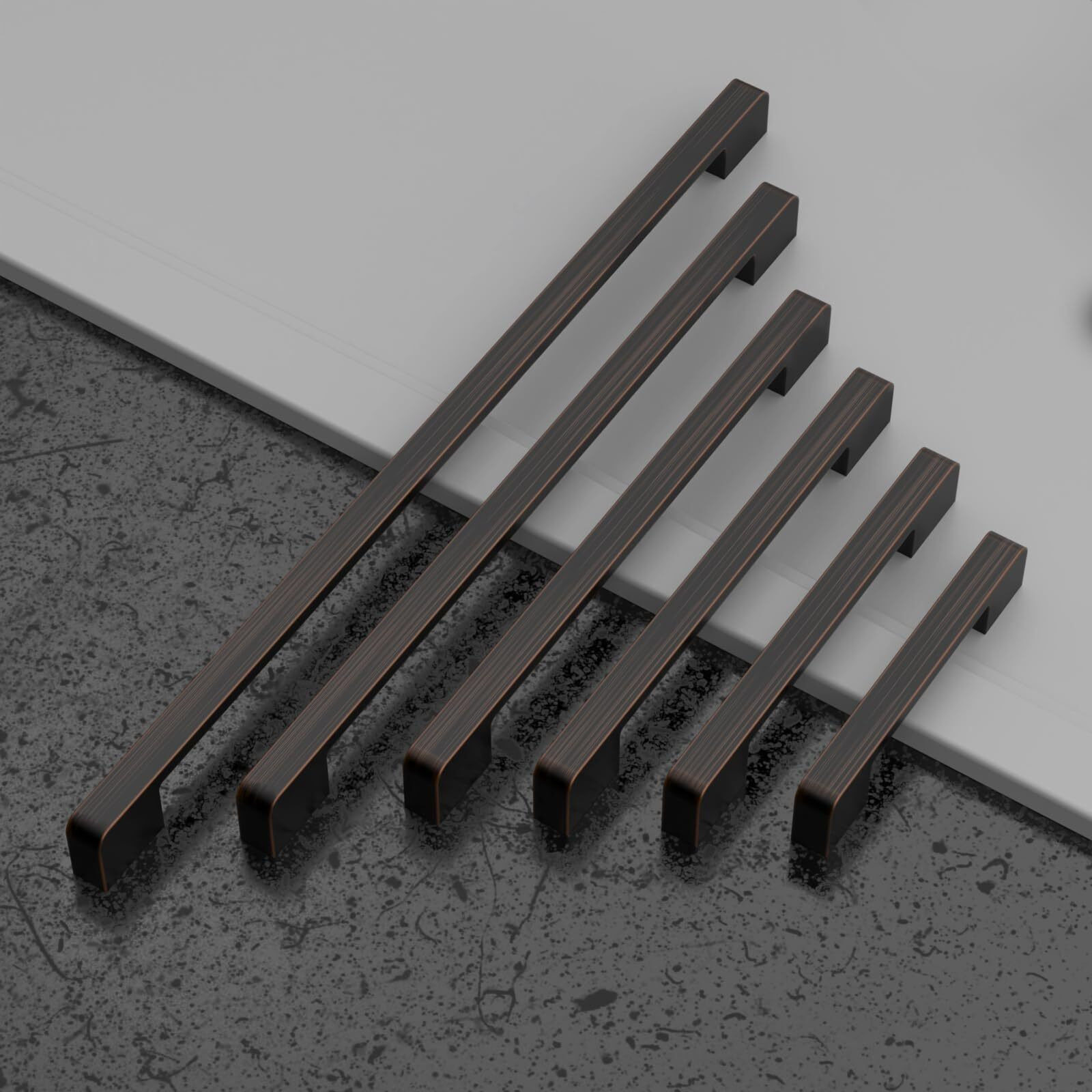 Amerdeco 10 Pack Oil Rubbed Bronze Cabinet Pulls, 5 Inch(128Mm) Hole Center, Modern Black Cabinet Hardware For Kitchen, Bathroom, Drawer, Dresser Pulls