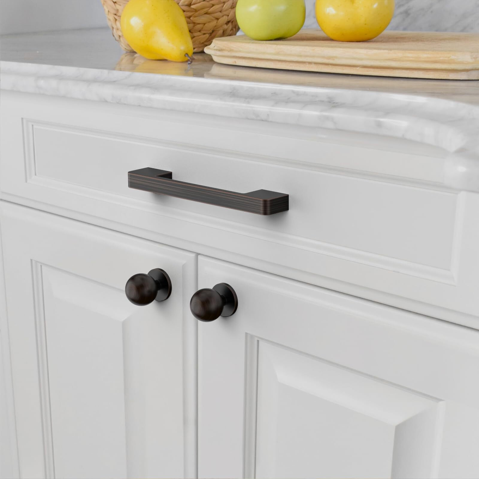 Amerdeco 10 Pack Oil Rubbed Bronze Cabinet Pulls, 5 Inch(128Mm) Hole Center, Modern Black Cabinet Hardware For Kitchen, Bathroom, Drawer, Dresser Pulls