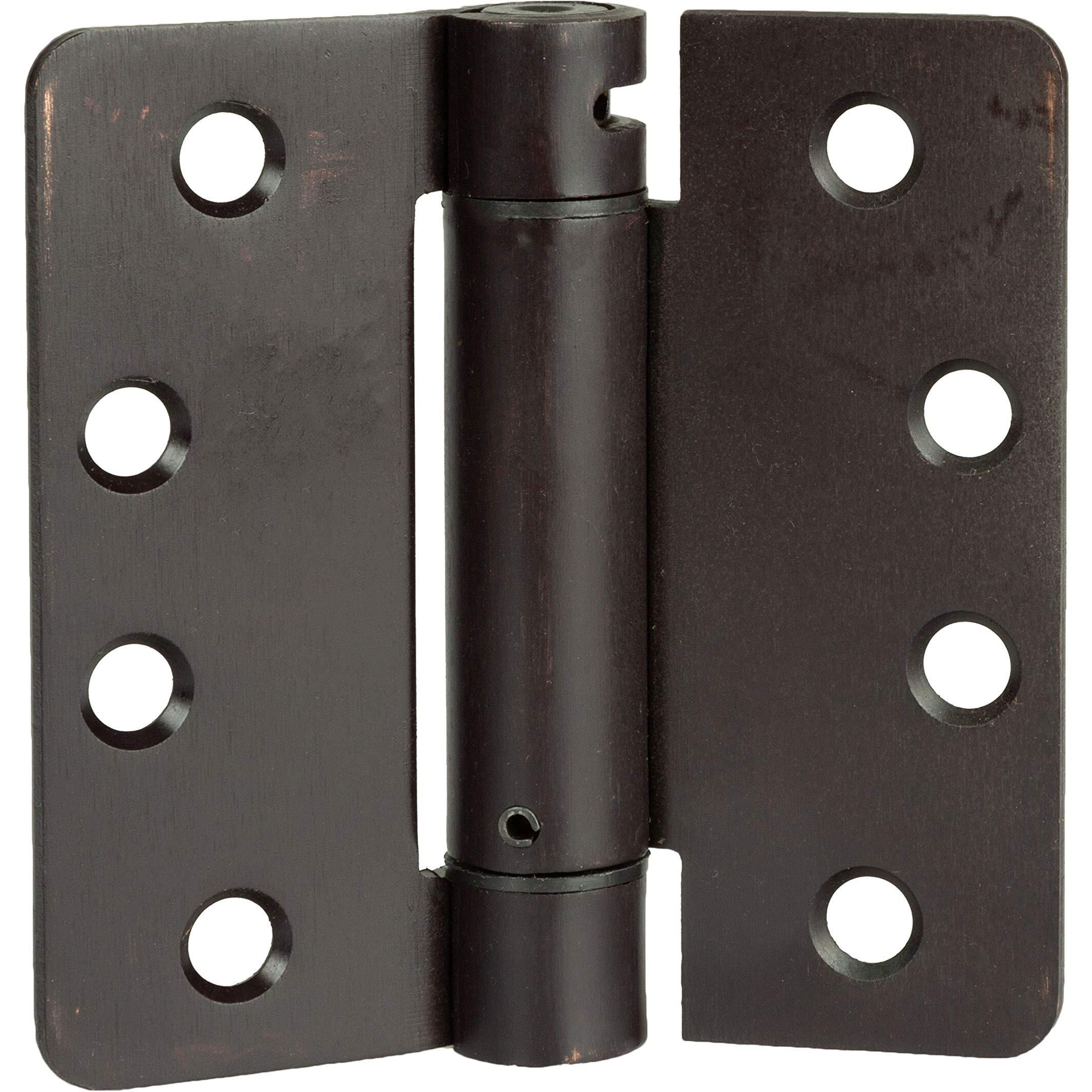 Ilyapa Self Closing Door Hinges, 2 Pack, Oil Rubbed Bronze Mortise Spring Type - 4 X 4 Inch Interior Spring Hinges For Doors With 1/4"" Radius Corners