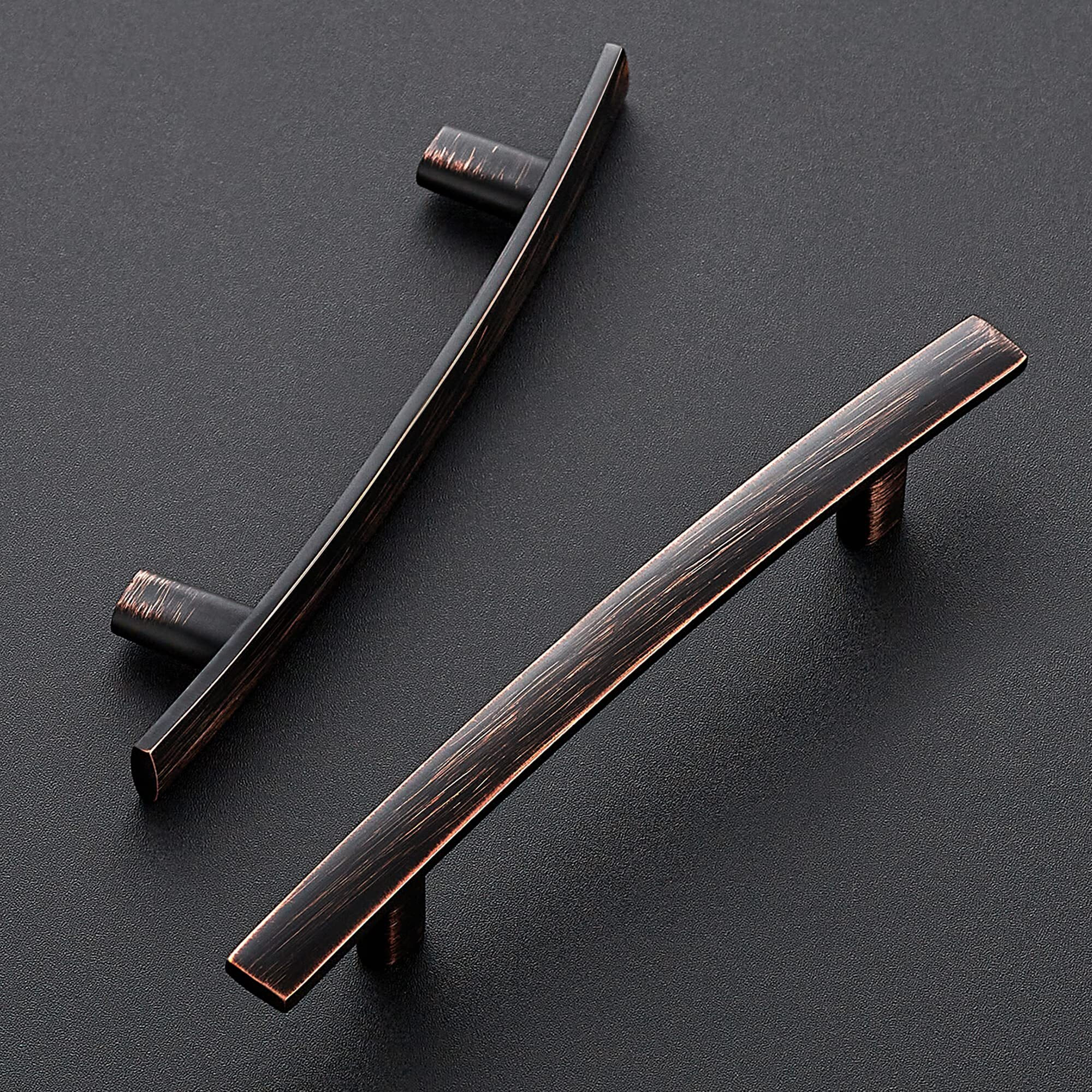 Ravinte 10 Pack 6 Inch Curved Cabinet Pulls Oil Rubbed Bronze Zinc Alloy Kitchen Cupboard Hadware Arch Drawer Handles Cabinet Pulls 6"" Length,3.75"" Hole Center