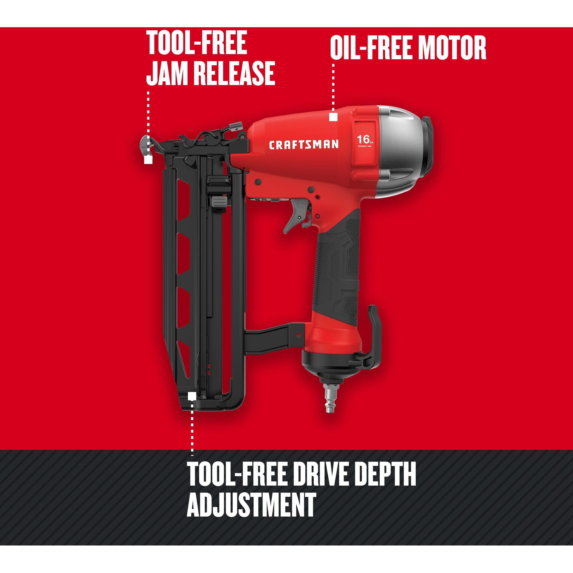 Craftsman Finish Nailer, 16Ga, Oil Free Pump, Pneumatic (Cmpfn16K)
