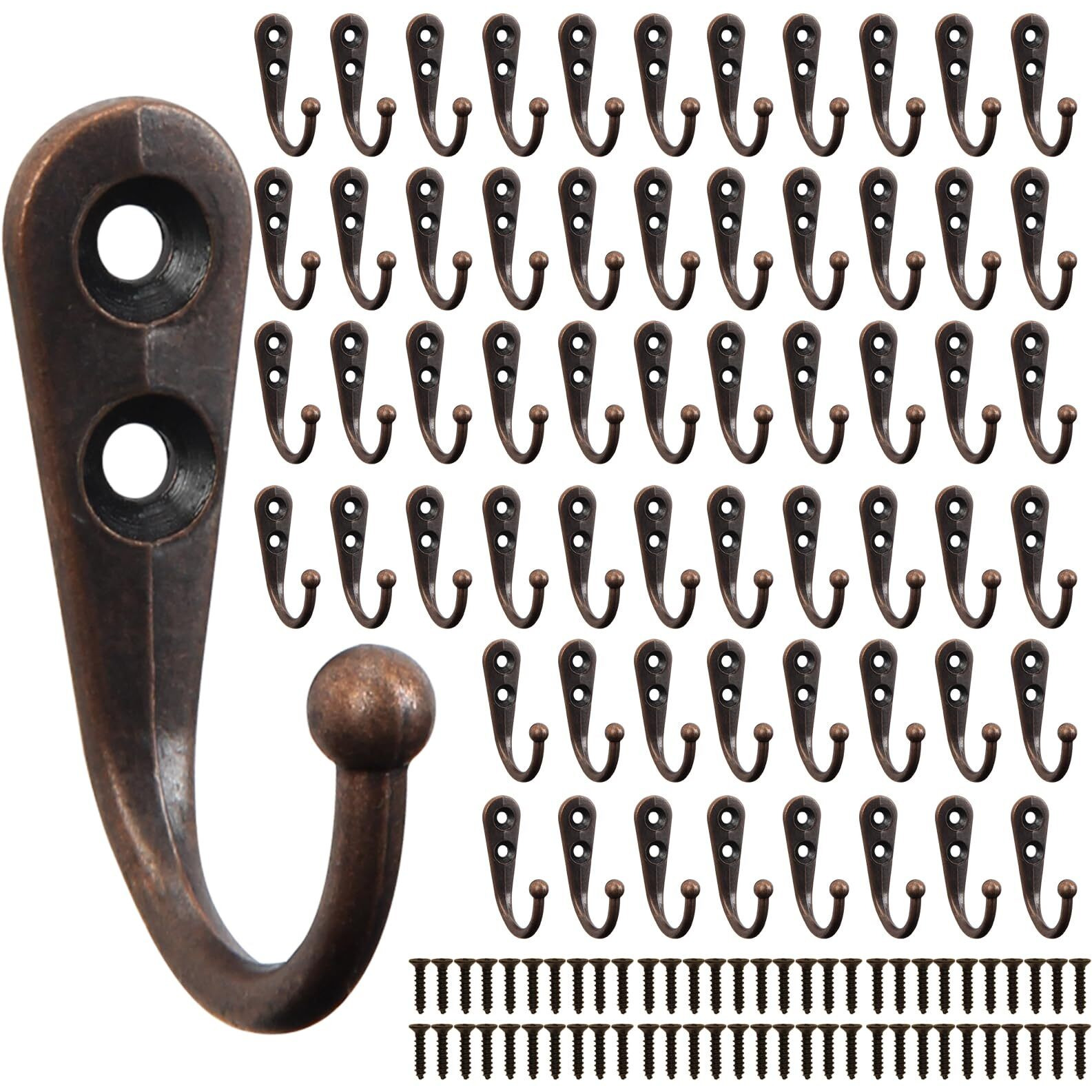 Pozean 60 Pack Wall Hooks For Hanging, Heavy Duty Small Coat Hooks Wall Mounted For Living Room, Bathroom, Kitchen, Bedroom For Key, Cup, Bag, Hat, Scarf, And More (Oil Rubbed Bronze)