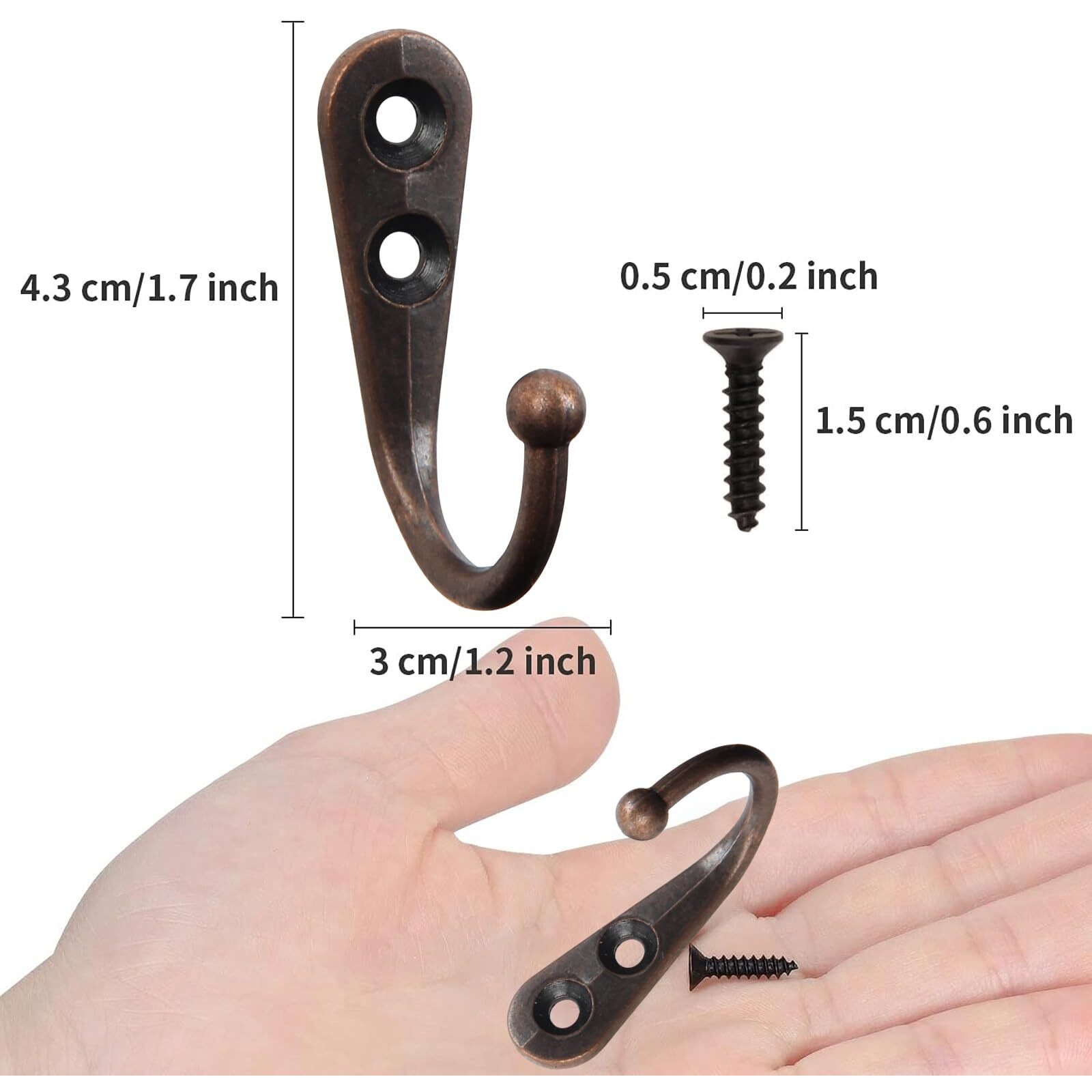 Pozean 60 Pack Wall Hooks For Hanging, Heavy Duty Small Coat Hooks Wall Mounted For Living Room, Bathroom, Kitchen, Bedroom For Key, Cup, Bag, Hat, Scarf, And More (Oil Rubbed Bronze)