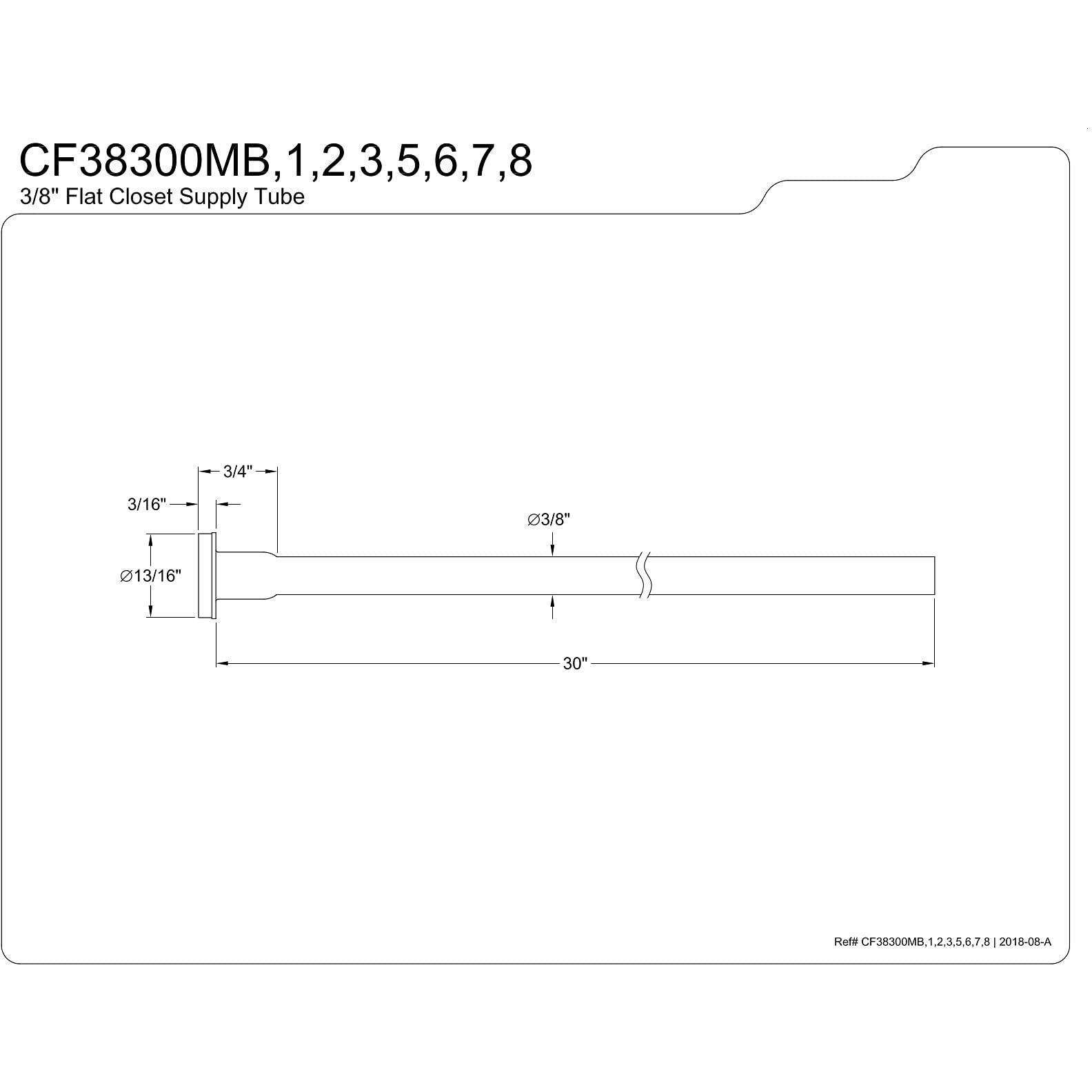 Kingston Brass Cf38305 Complement 30"" X 3/8"" Diameter Flat Closet Supply Line, Oil Rubbed Bronze