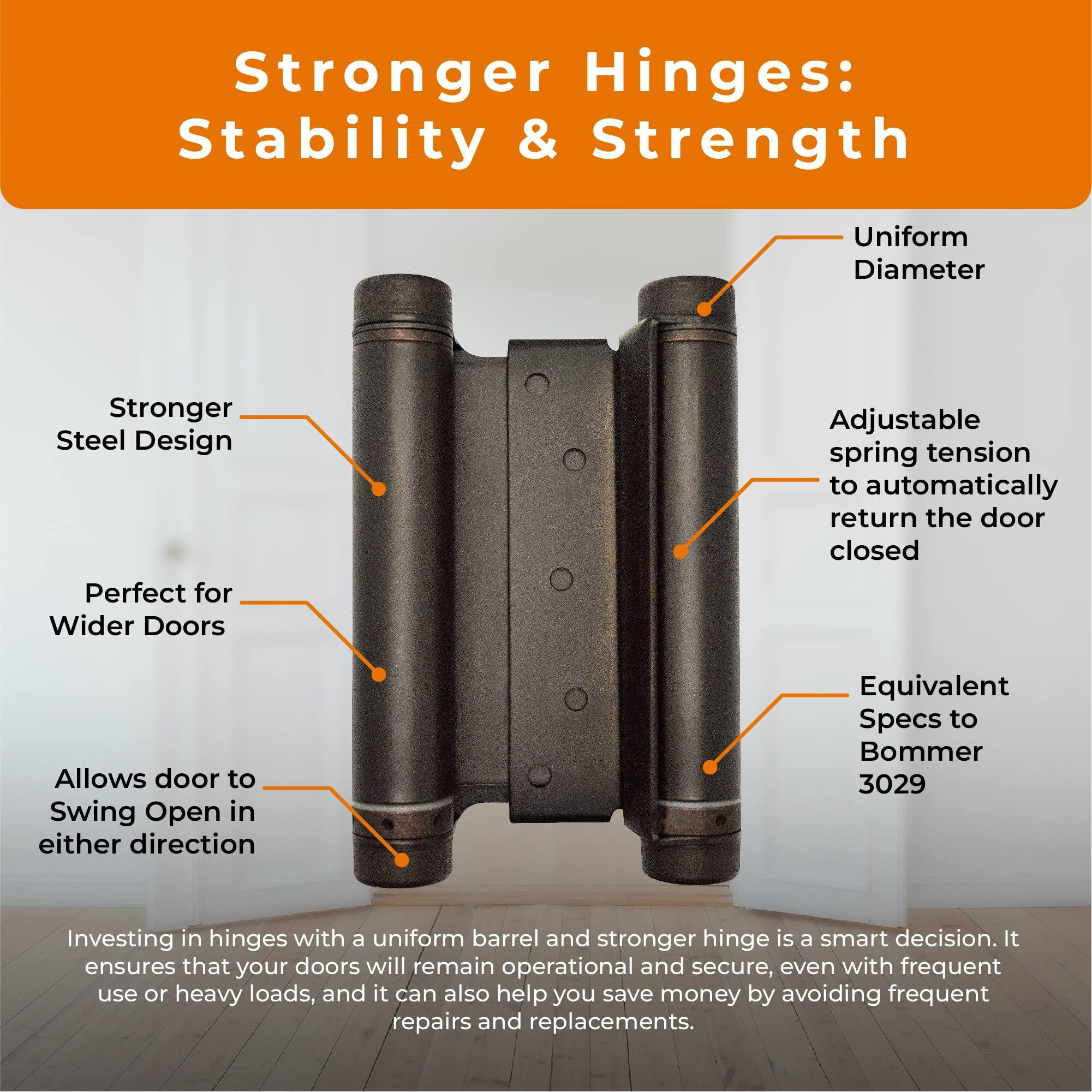 Double Action Spring Saloon Door Hinge | Cafe Doors, Door Hardware For In & Out Doorway Swing, Commercial Grade Double Swing Heavy Duty Door Hinge (Oil Rubbed Bronze, 6 Inch)
