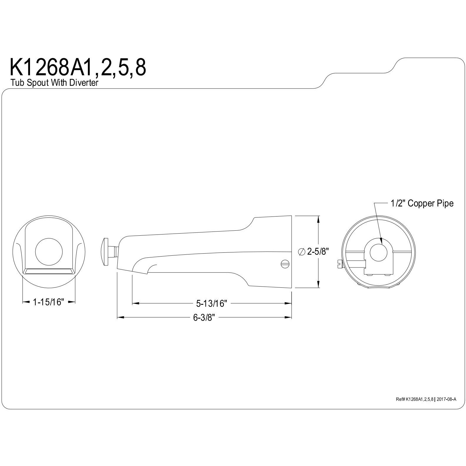 Kingston Brass K1268A5 Showerscape Tub Spout, Oil Rubbed Bronze