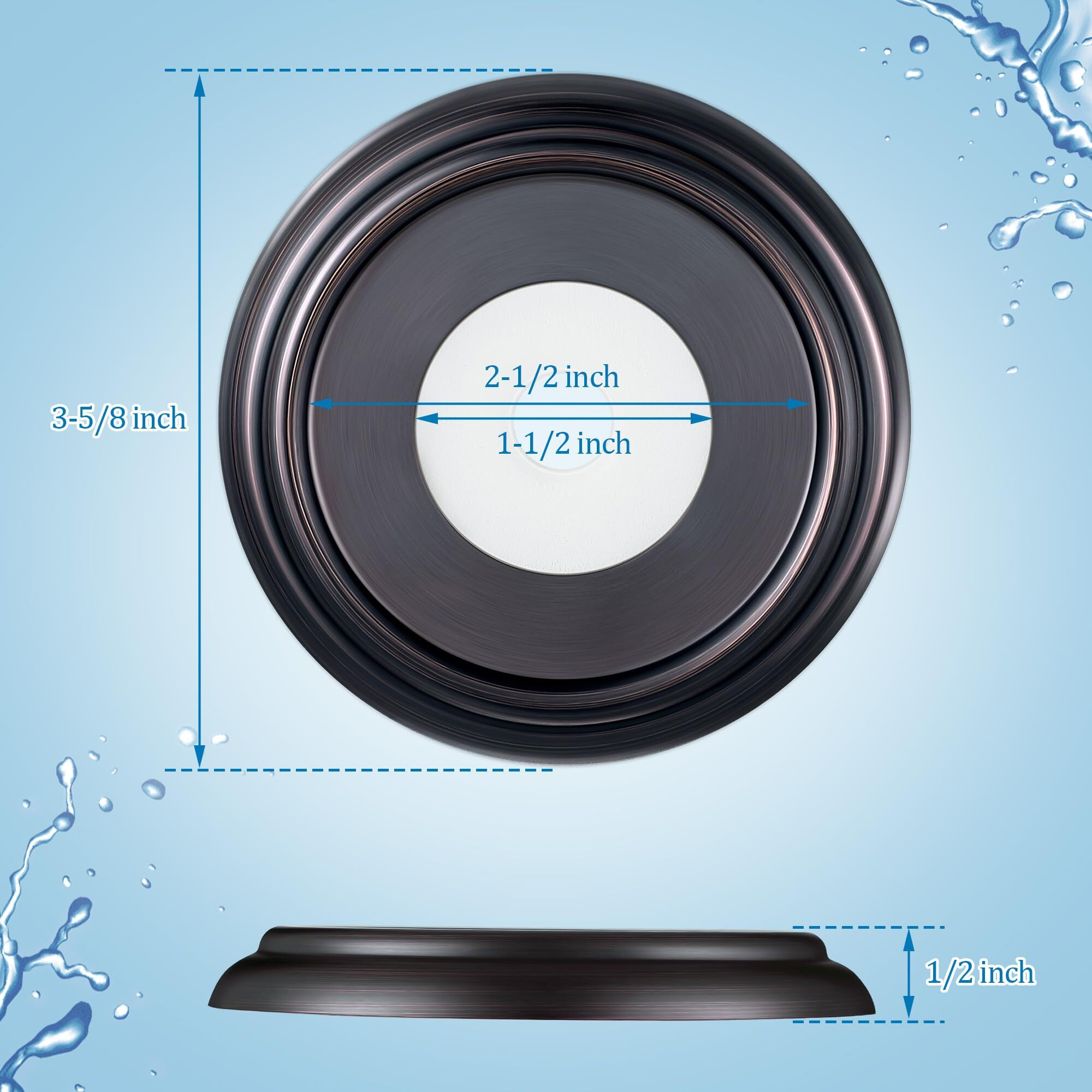 Enhon Metal Tub Spout Cover Ring, Bathroom Faucet Remodeling Wall Plate With Foam Gasket, 1-1/2 Inch Id And 3-5/8 Inch Od (Oil Rubbed Bronze)