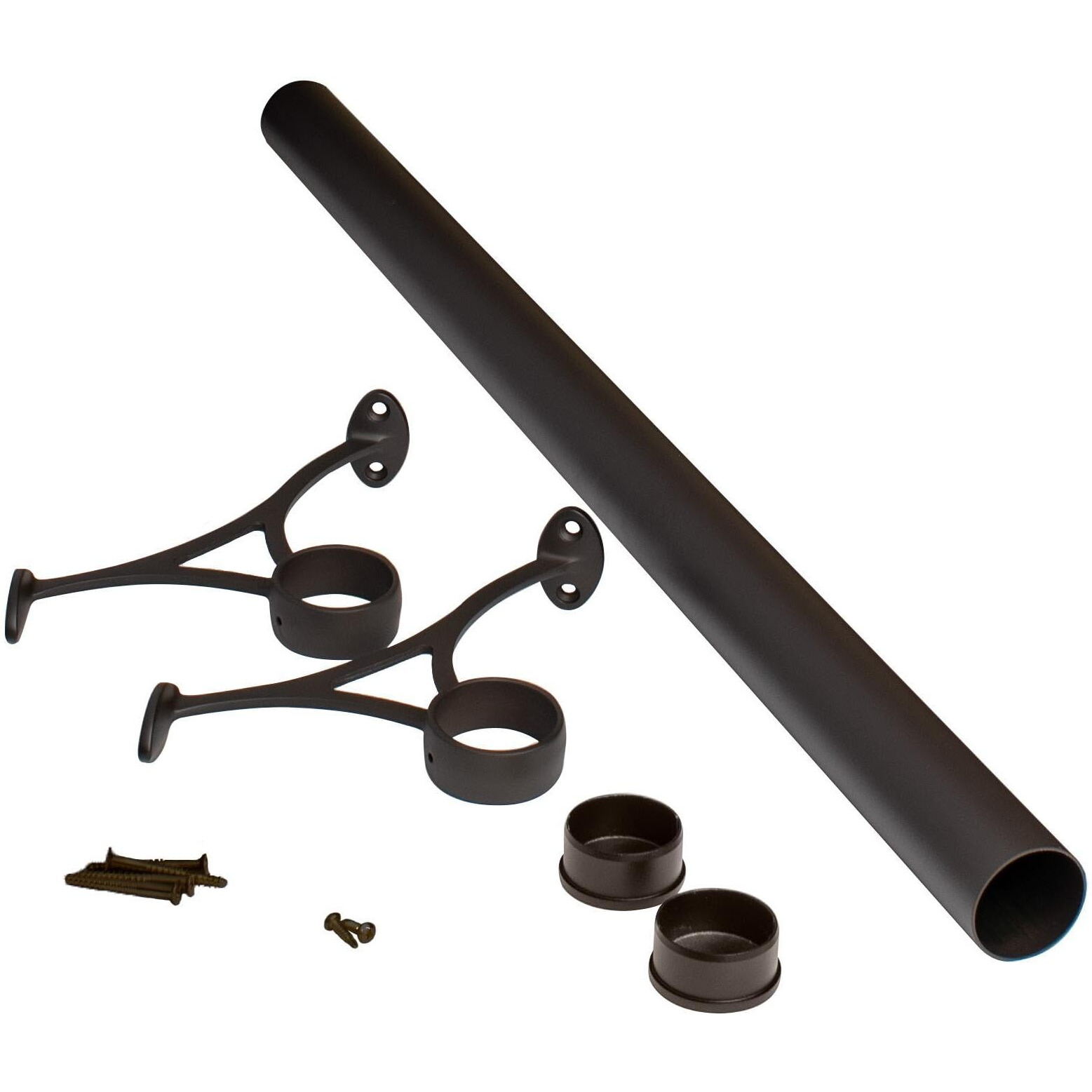 Outwater Nominal 4' Bar Foot Rail Kit - Complete Undercounter Mount Hardware And Tubing, Oil Rubbed Bronze Finish