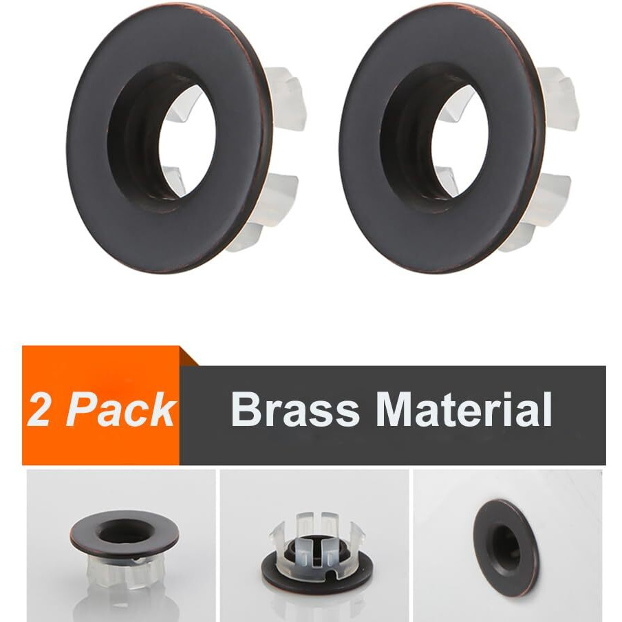 Deakyne 2 Pack Sink Overflow Ring Oil Rubbed Bronze Bathroom Vanity Sink Overflow Cover Insert In Round Trim Cap Brass Material