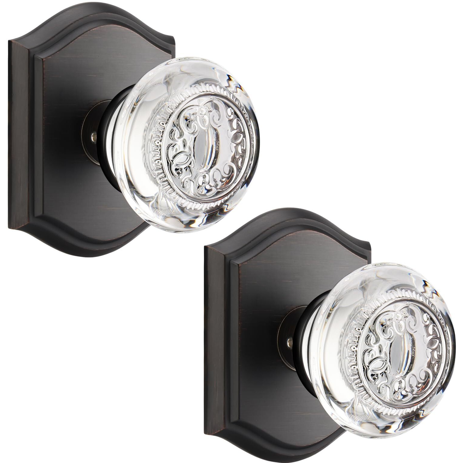 Clctk 2 Pack Crystal Glass Dummy Door Knob, Bifold Closet Dummy Door Handles Non-Turning Single Side, Oil Rubbed Bronze