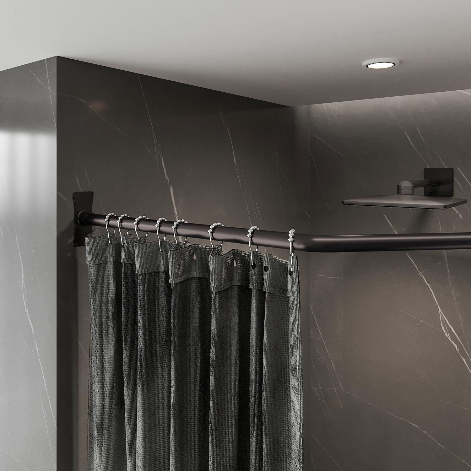 Naiture Corner Diamond Shaped Aluminum Shower Curtain Rod, 18-1/2"" X 26"" X 18-1/2"", Oil Rubbed Bronze Finish, With Ceiling Support For Bathroom, Bathtub, Closet Or Fitting Room, Private Space