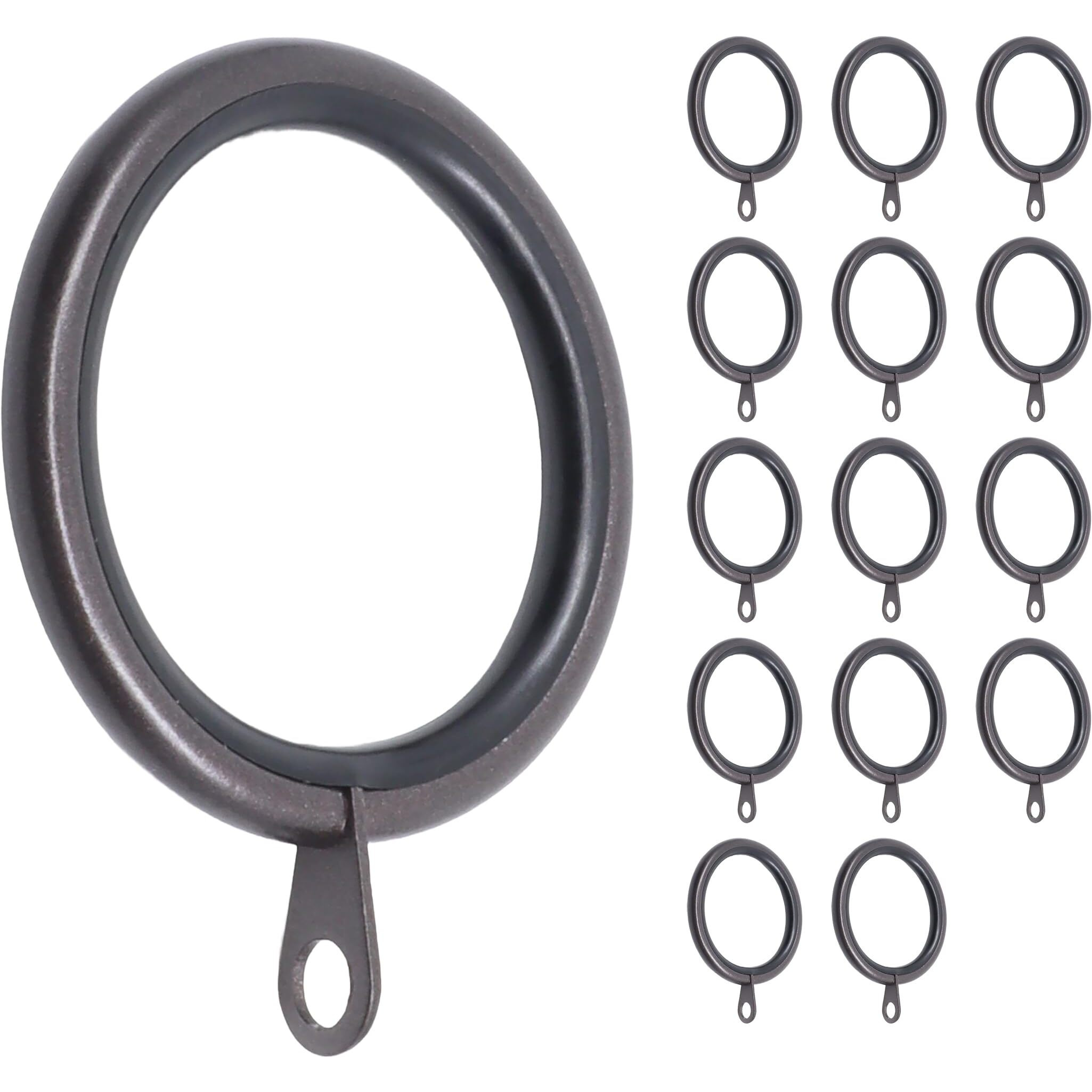 Meriville 14 Pcs 1.5-Inch Inner Diameter Metal Curtain Rings With Eyelets, Fits Up To 1 1/4-Inch Rod (Set Of 14 With Insert, Oil-Rubbed Bronze)