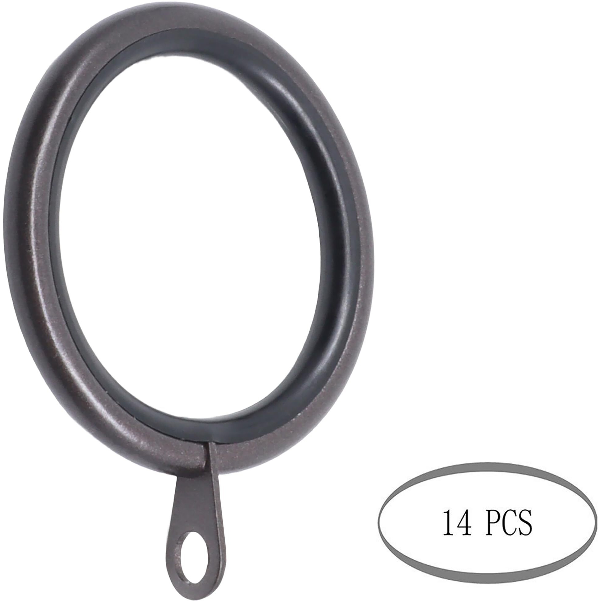 Meriville 14 Pcs 1.5-Inch Inner Diameter Metal Curtain Rings With Eyelets, Fits Up To 1 1/4-Inch Rod (Set Of 14 With Insert, Oil-Rubbed Bronze)