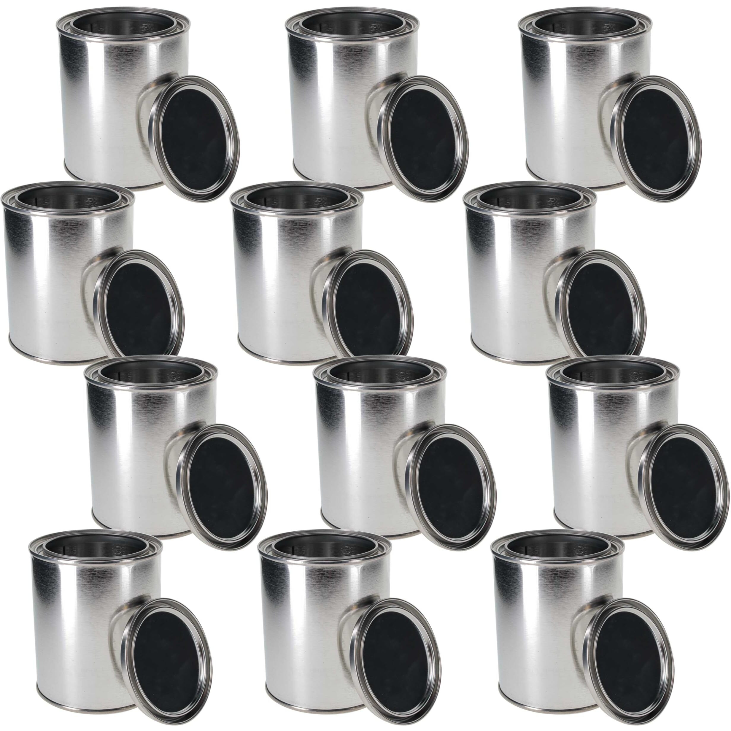 Master Elite 1 Pint Unlined Empty Metal Paint Can Bucket With Lids, Pack Of 12 - Triple Tight Lid Seal, 16 Fl. Oz. Steel Coating Storage Container Tin - Store Oil-Based Paint, Art, Craft, Diy Supplies