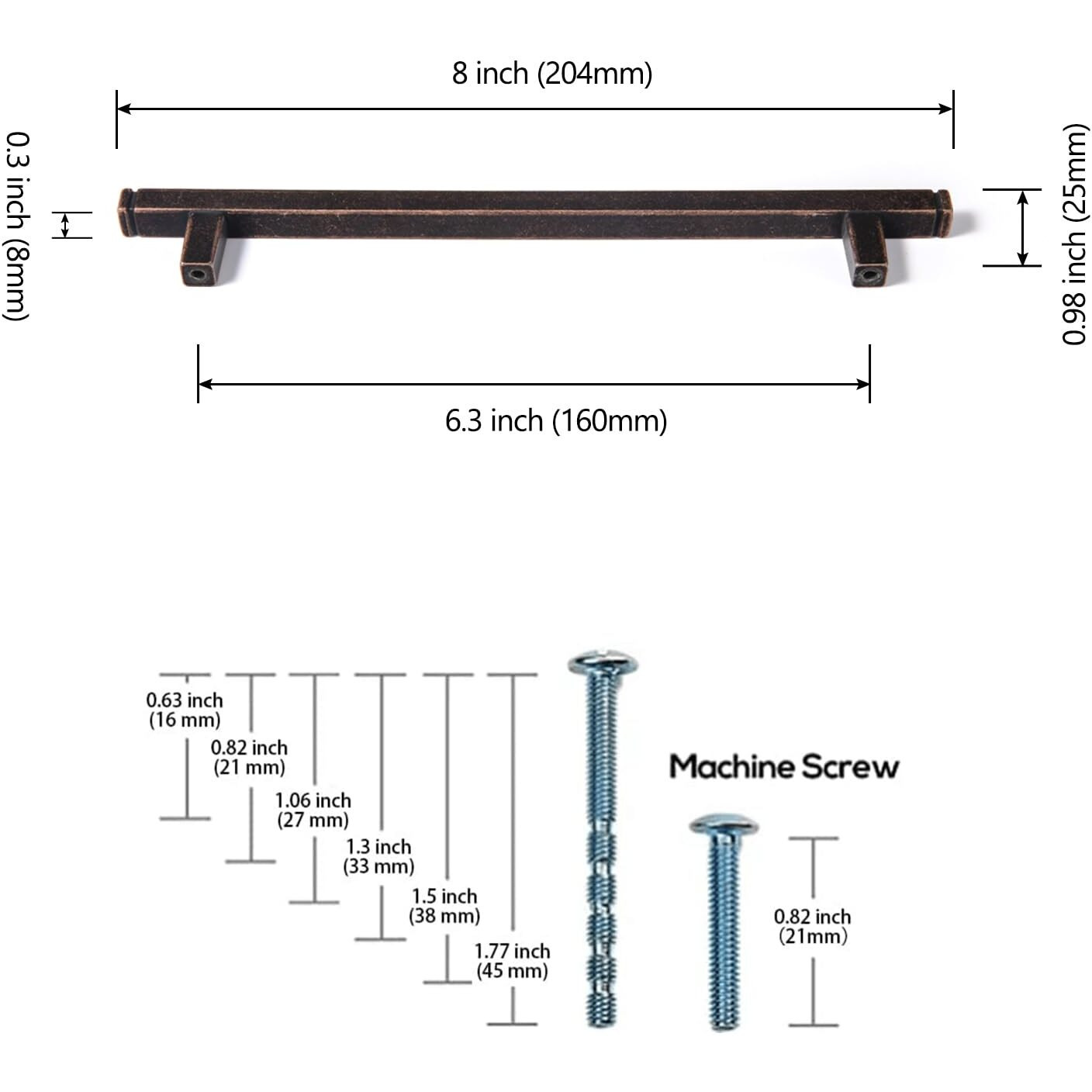 Goo-Ki 6 Pack 6-1/4 In (160Mm) Hole Center Cabinet Pulls Antique Oil Rubbed Bronze Zinc Alloy Kitchen Drawer Pulls Drawer Handles 8 Inch Length 1814-Agt-160