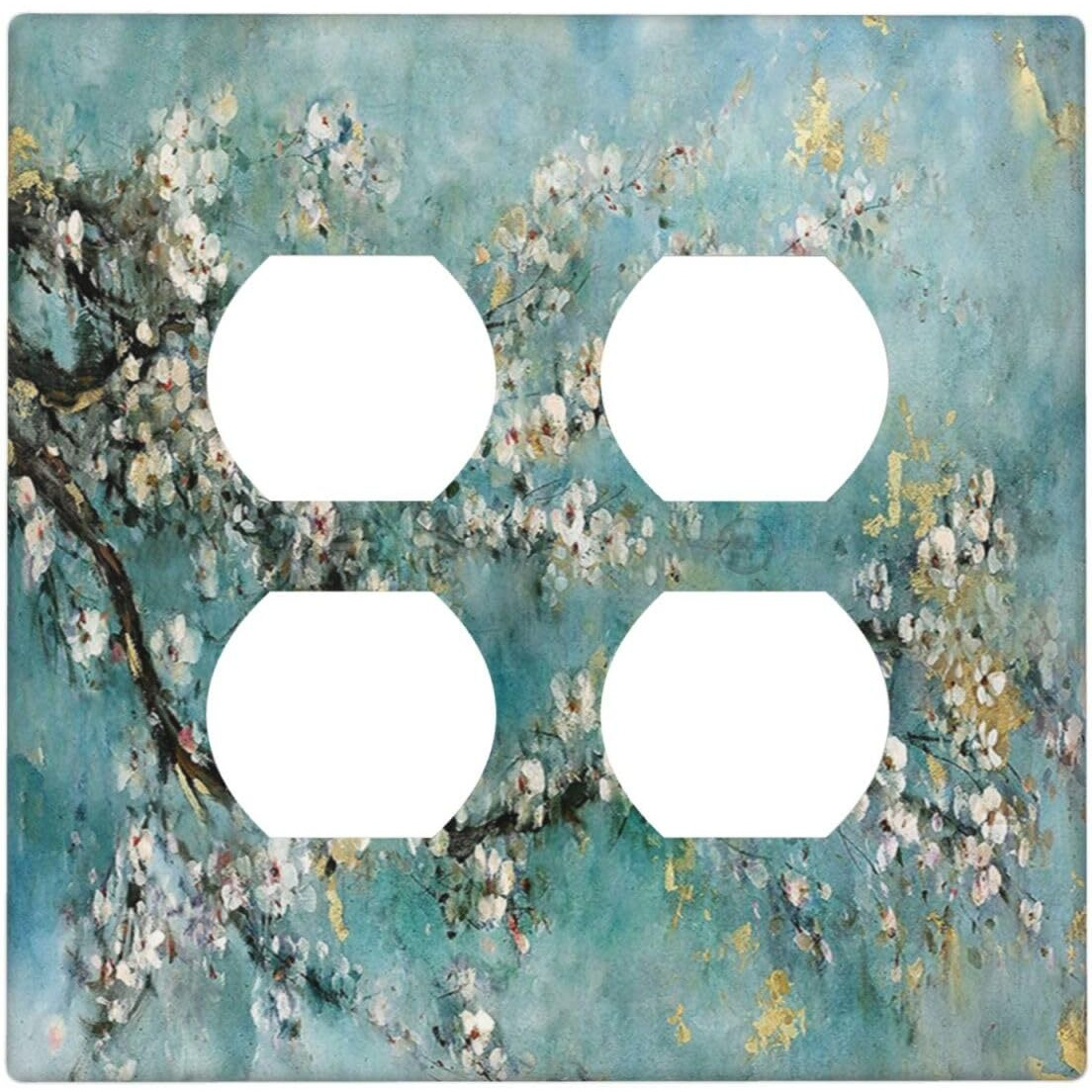 Wpshijia Decorative Light Switch Cover Plate Abstract Flower Oil Painting 2 Gang Socket Covers Double Duplex Wallplates Switch Plates Outlet Covers For Bedroom Bathroom Decor