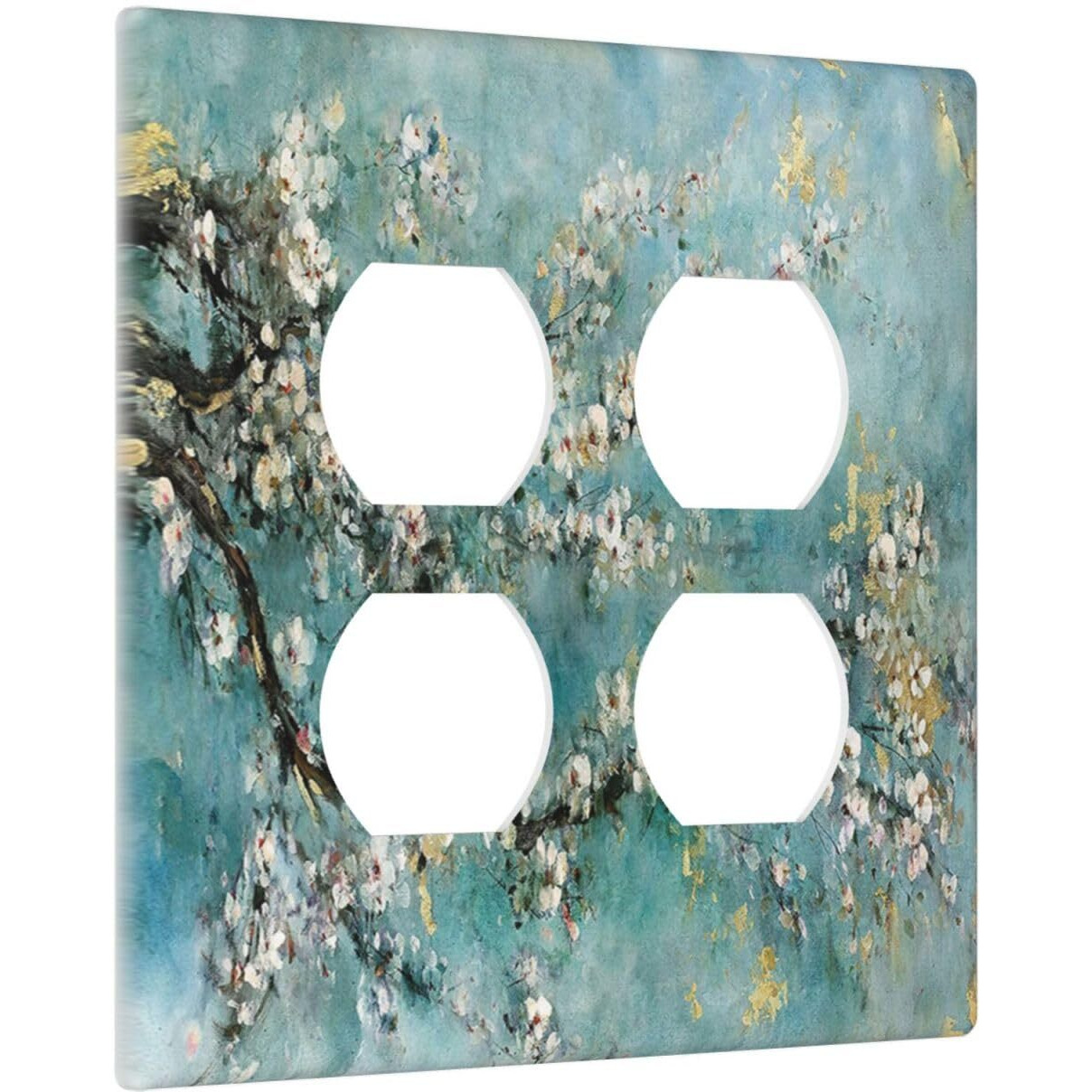 Wpshijia Decorative Light Switch Cover Plate Abstract Flower Oil Painting 2 Gang Socket Covers Double Duplex Wallplates Switch Plates Outlet Covers For Bedroom Bathroom Decor