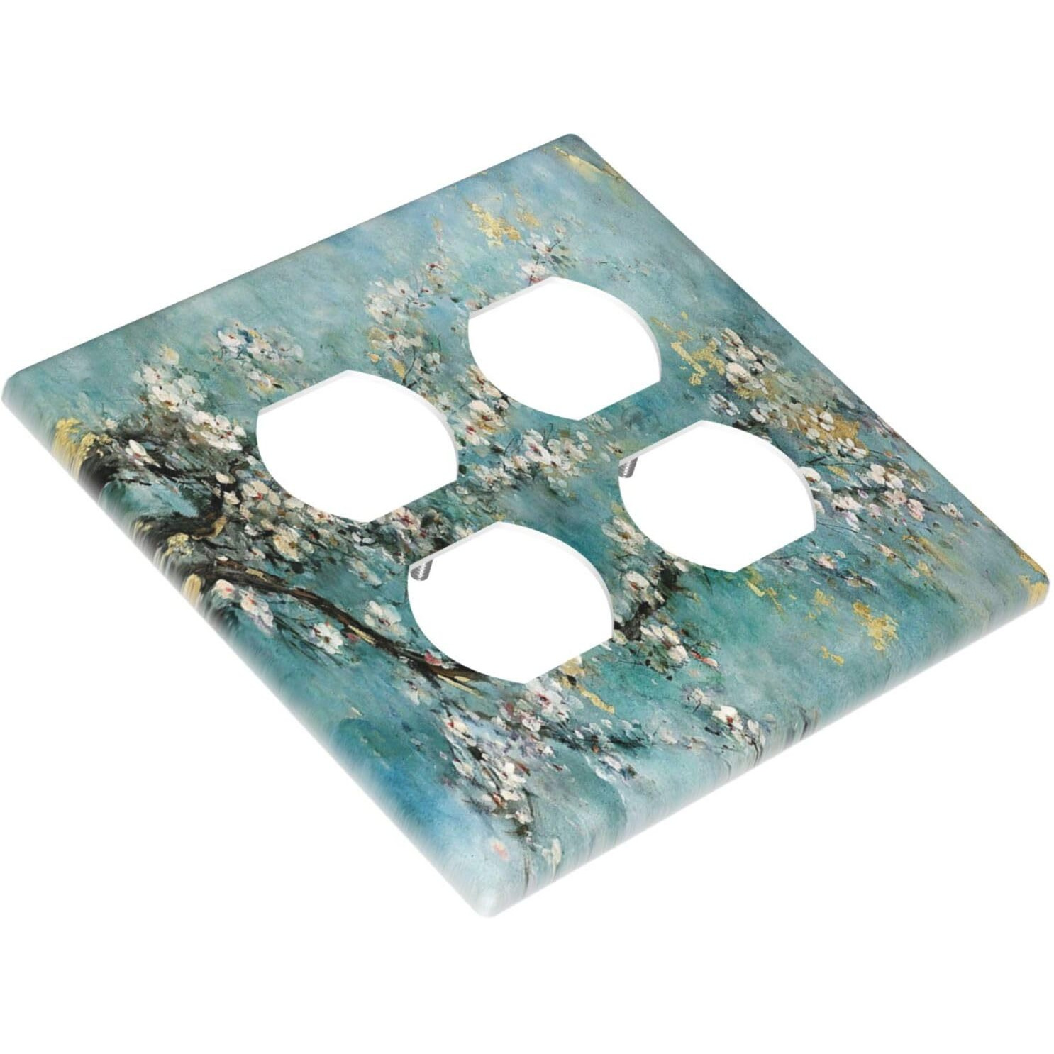 Wpshijia Decorative Light Switch Cover Plate Abstract Flower Oil Painting 2 Gang Socket Covers Double Duplex Wallplates Switch Plates Outlet Covers For Bedroom Bathroom Decor