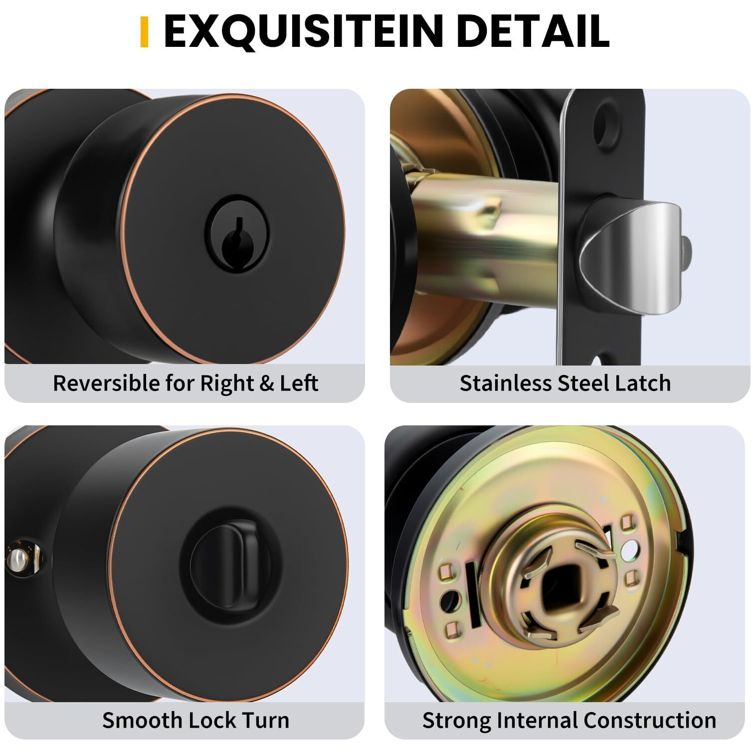 Goldenwarm Entry Door Knob Bronze, Oil-Rubbed Bronze Keyed Door Knob, Door Knobs Exterior Bronze Door Knobs With Lock And Key (6 Pack)