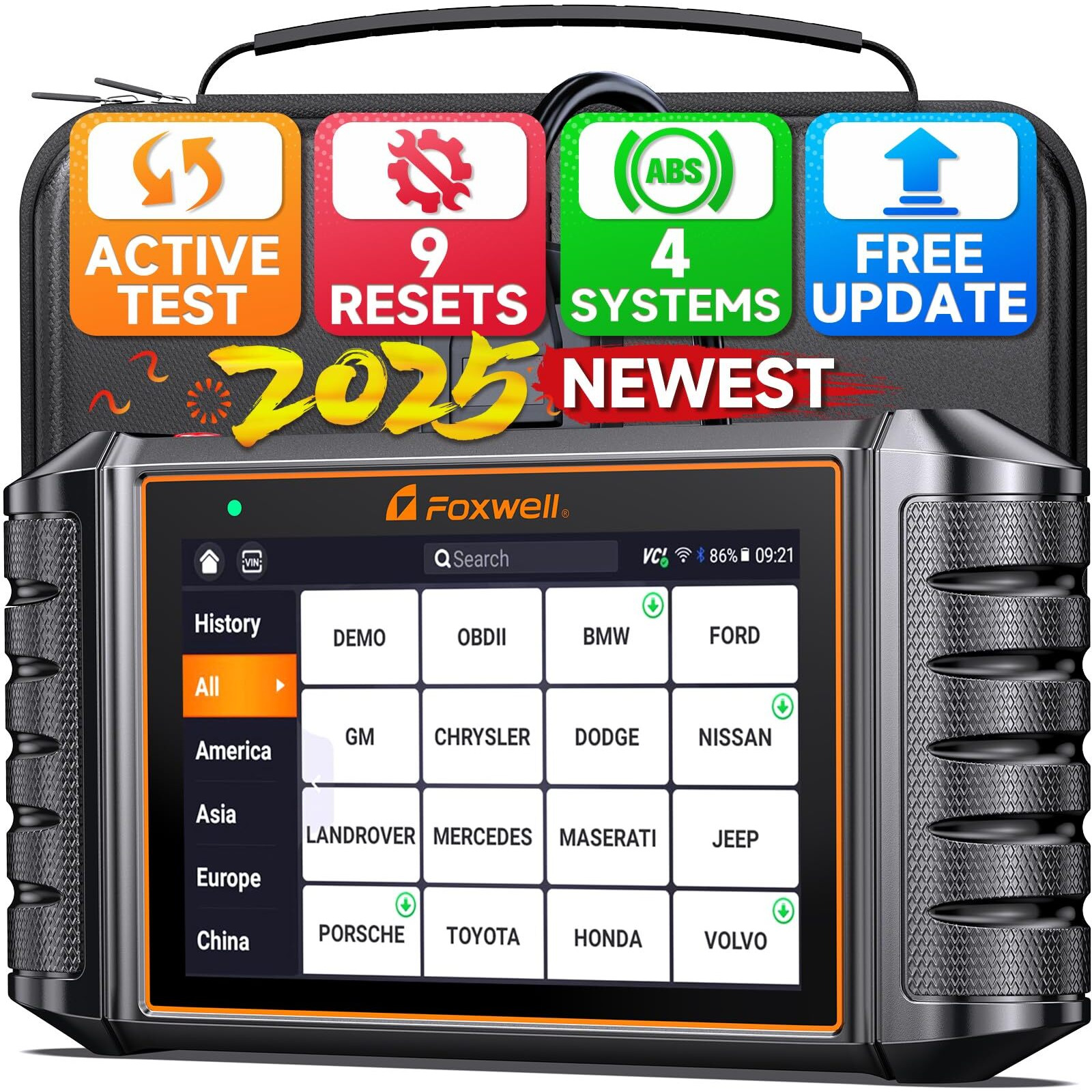 Foxwell Obd2 Scanner Nt716 Bidirectional Scan Tool, Abs Srs Transmission Engine, 9 Resets, Code Scanner, Diagnostic Tool With Abs Bleeding/Sas/Oil Light/Epb/Bms/Dpf/Throttle Relearn/Injector, Black