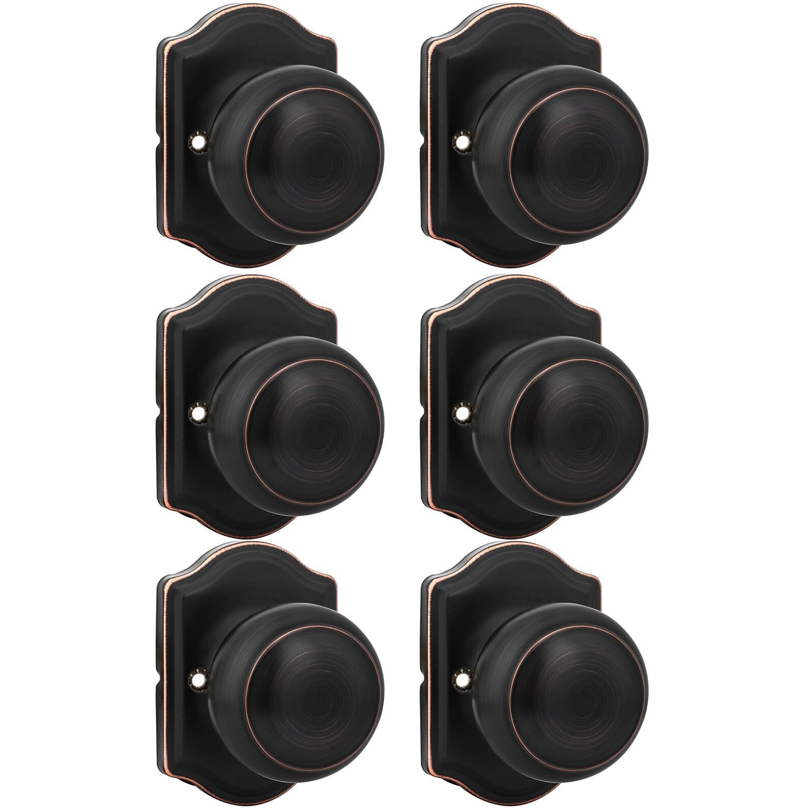 Goldenwarm 6 Pieces Oil Rubbed Bronze Single Side Door Handles, No-Turning Function Push/Pull Half Dummy Door Knobs For Closet, French Double Doors