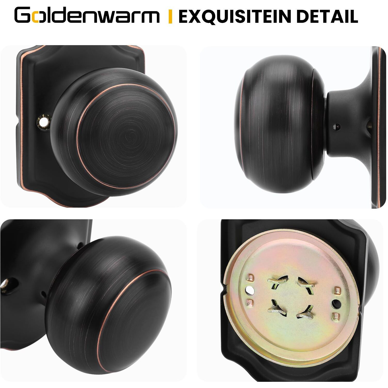 Goldenwarm 6 Pieces Oil Rubbed Bronze Single Side Door Handles, No-Turning Function Push/Pull Half Dummy Door Knobs For Closet, French Double Doors