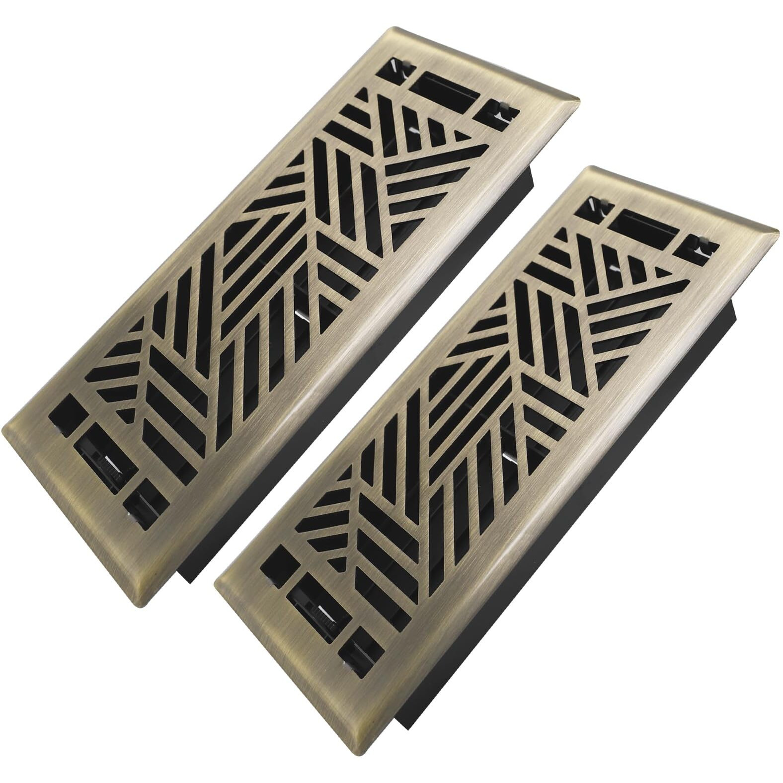 Howeall 4X10 Inches 6 Pack Heavy Duty Walkable Floor Register Easy Adjust Air Supply Lever Floor Vents - Brooklyn Design - Vent Cover For Home Floor - Oil Rubbed Bronze