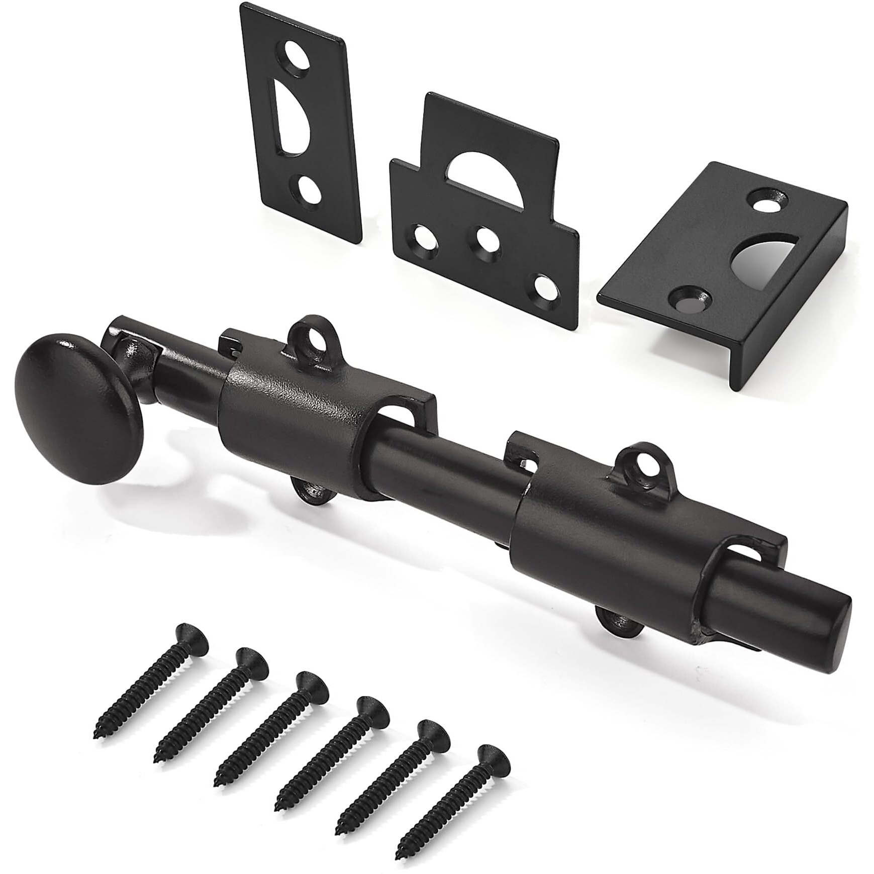 Khtumeware 8 Inches 2-Pack Oil Rubbed Bronze Solid Brass Dutch Door Surface Slide Latches & Bolts, Decorative For Windows And Doors