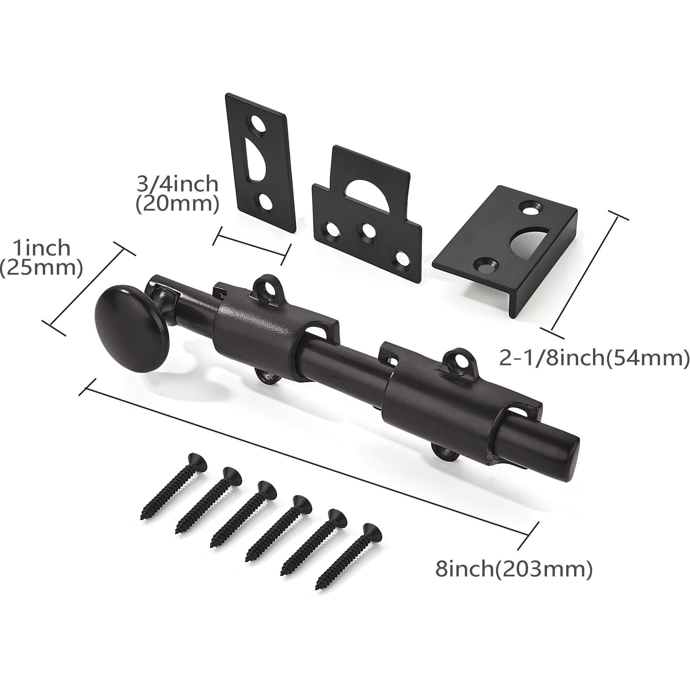 Khtumeware 8 Inches 2-Pack Oil Rubbed Bronze Solid Brass Dutch Door Surface Slide Latches & Bolts, Decorative For Windows And Doors